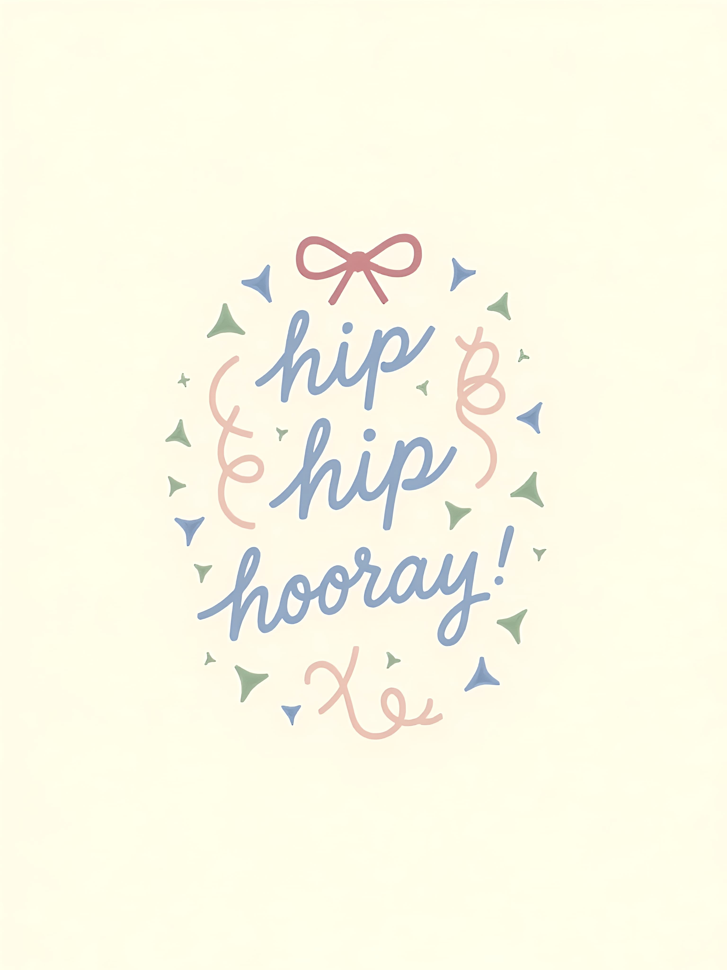 Birthday Greeting Card Hip Hip Hooray Modern Design
