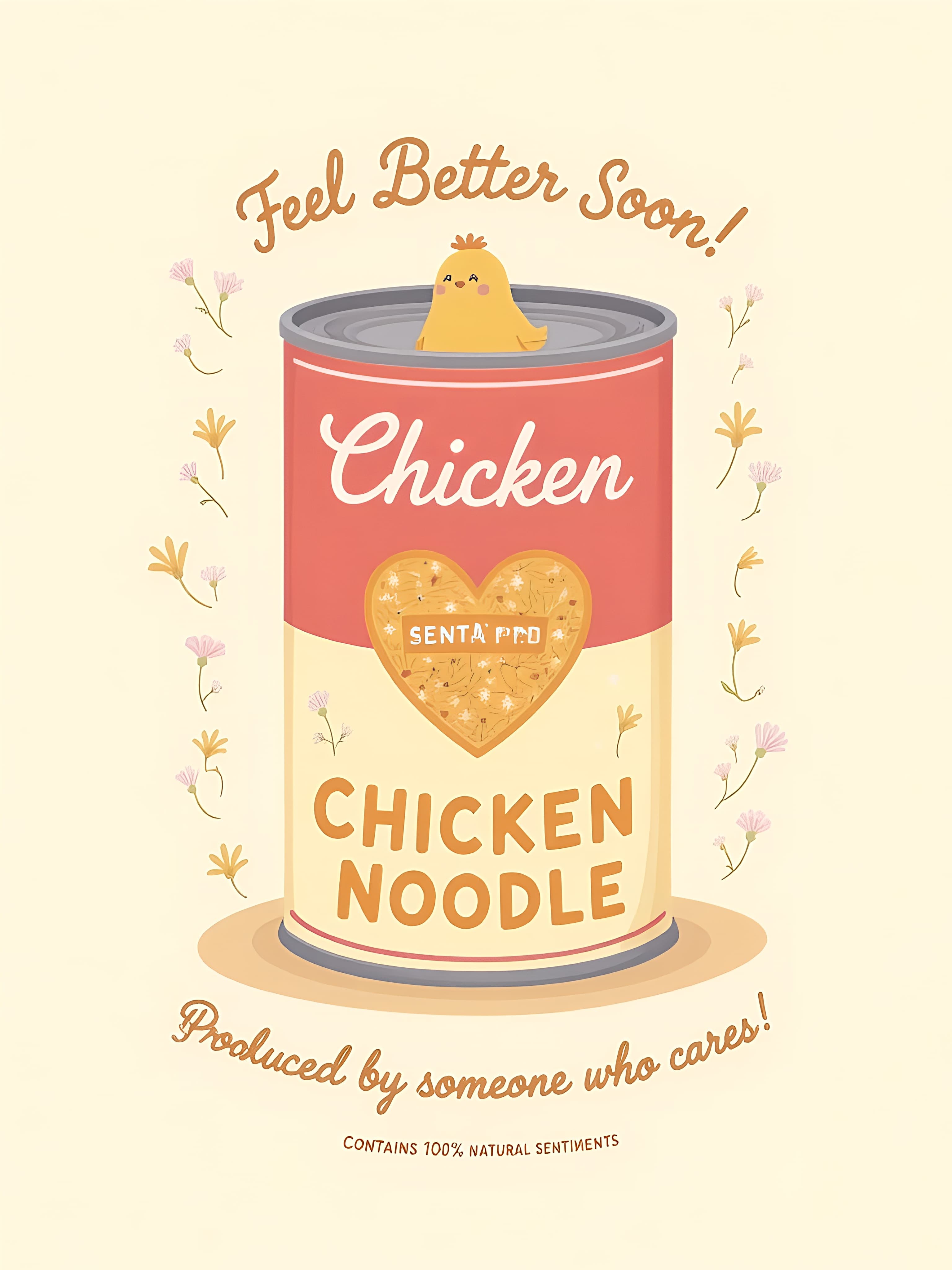 Get Well Card Cute Chicken Soup Design