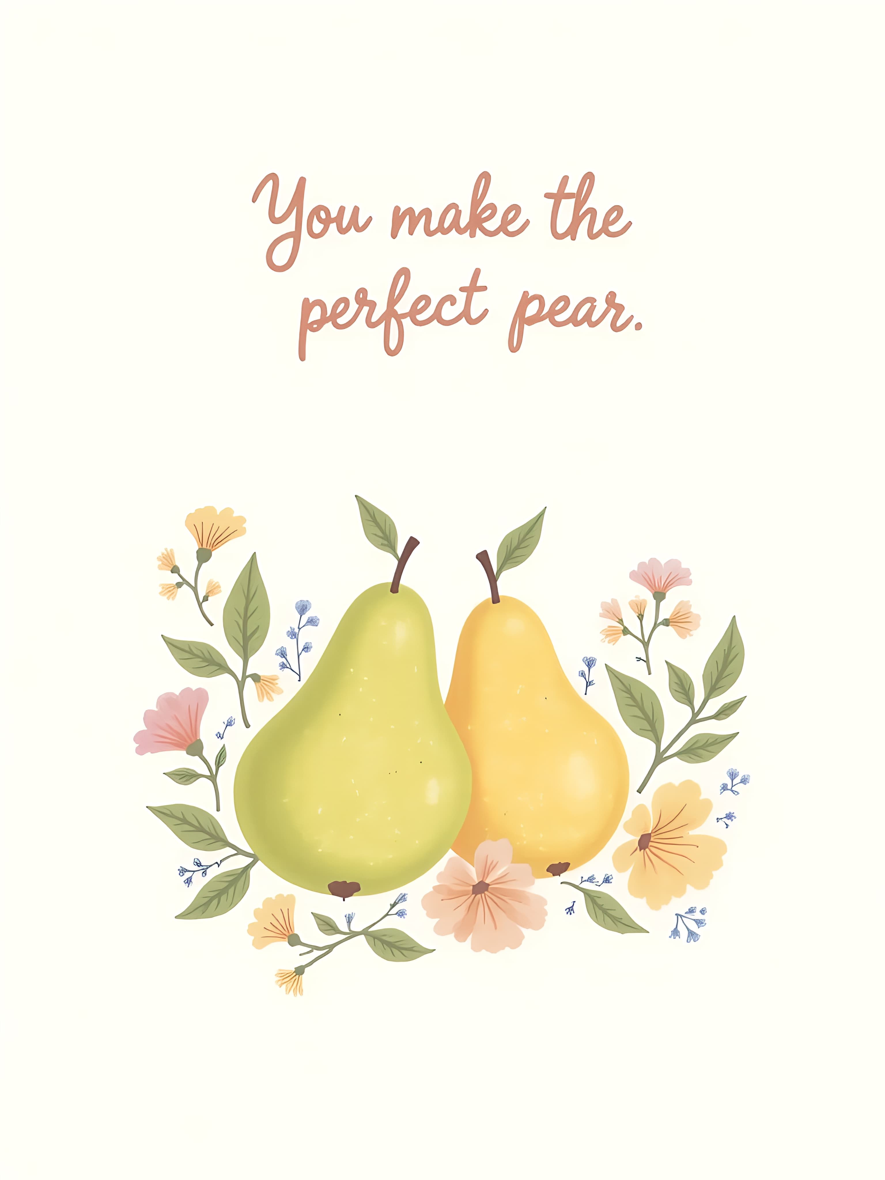 Funny Greeting Card Cute Perfect Pear Illustration