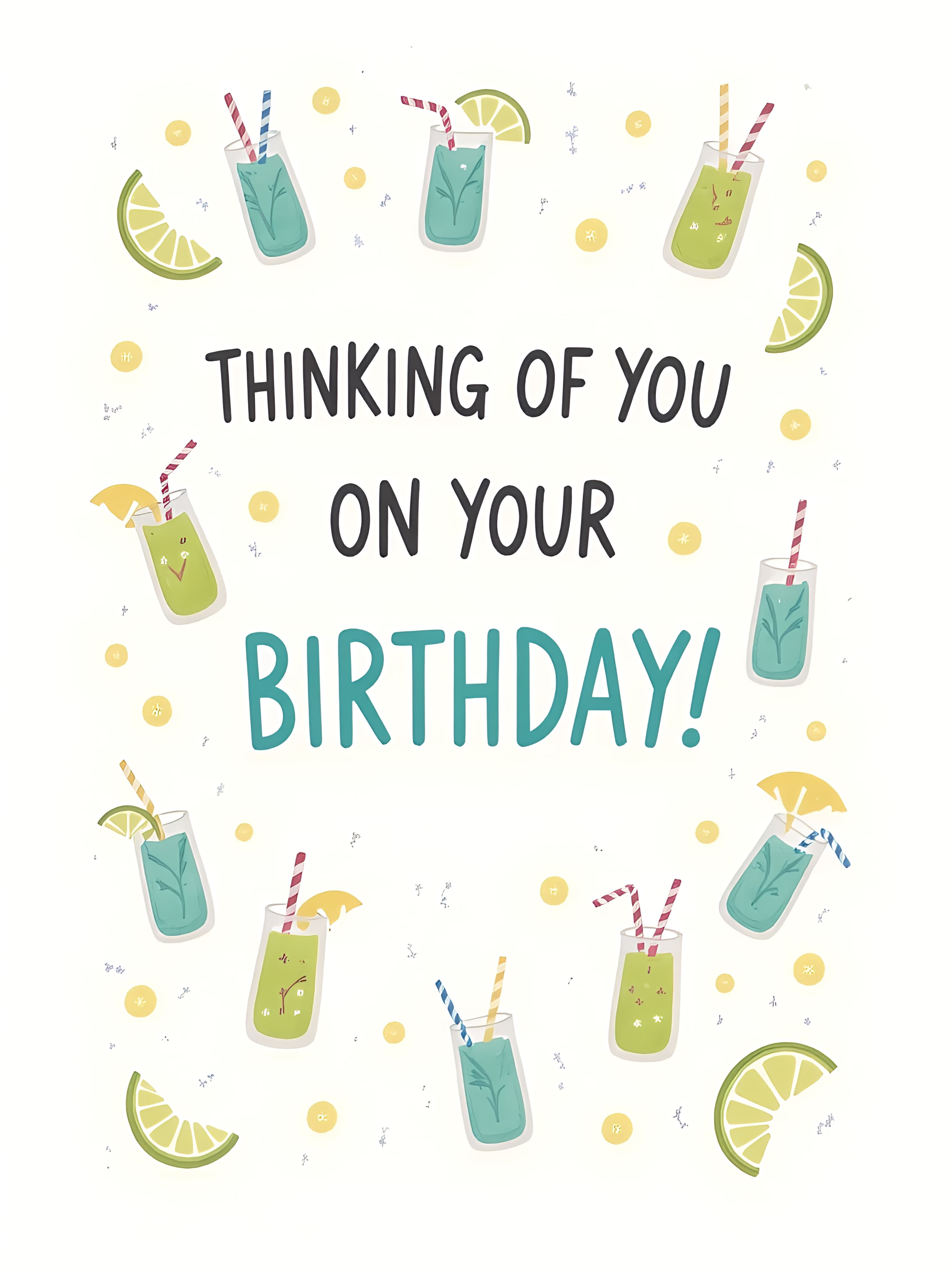 Funny Birthday Greeting Card with Cute Cocktail Design