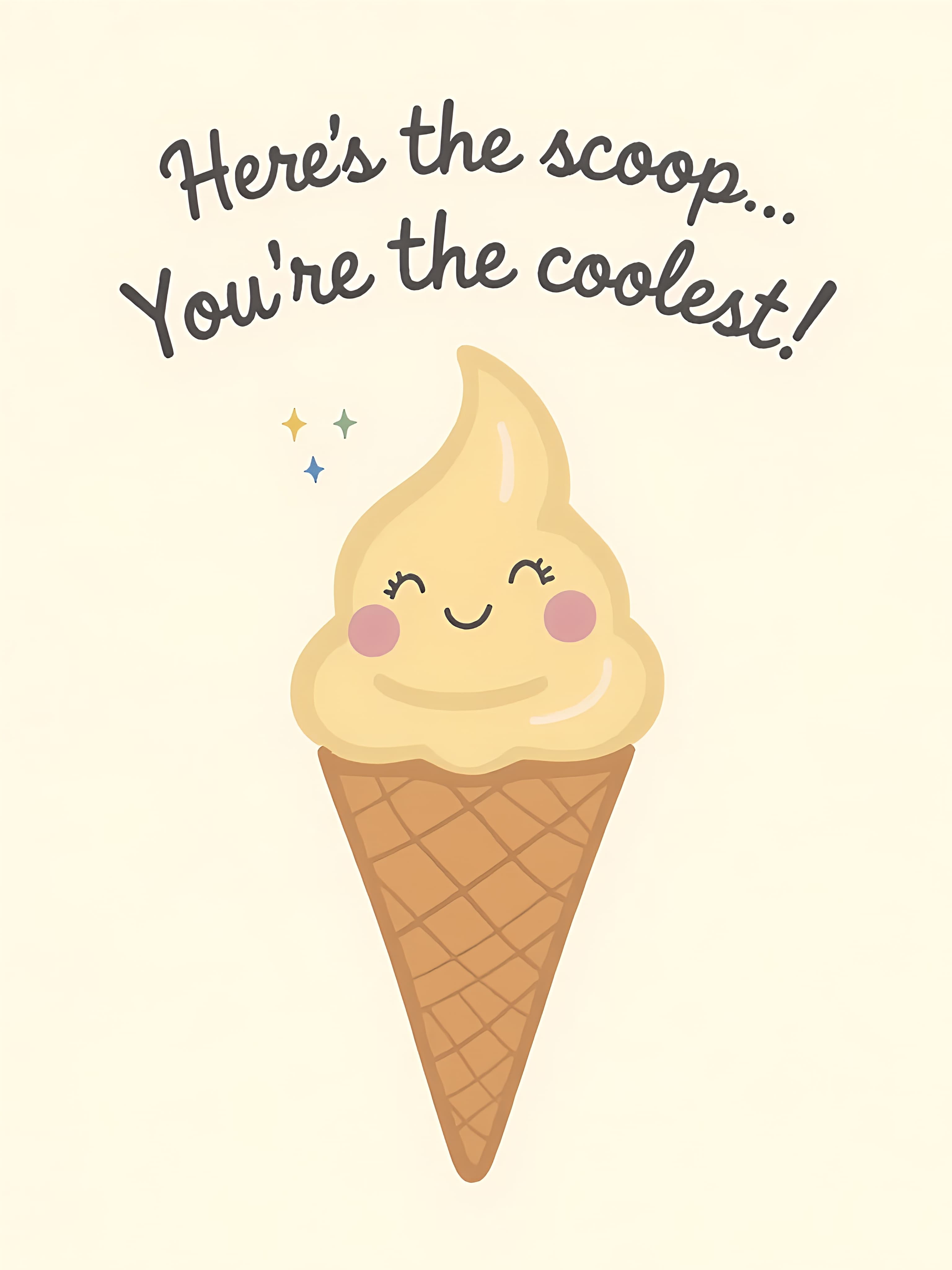 Funny Greeting Card Cute Ice Cream Cone Design