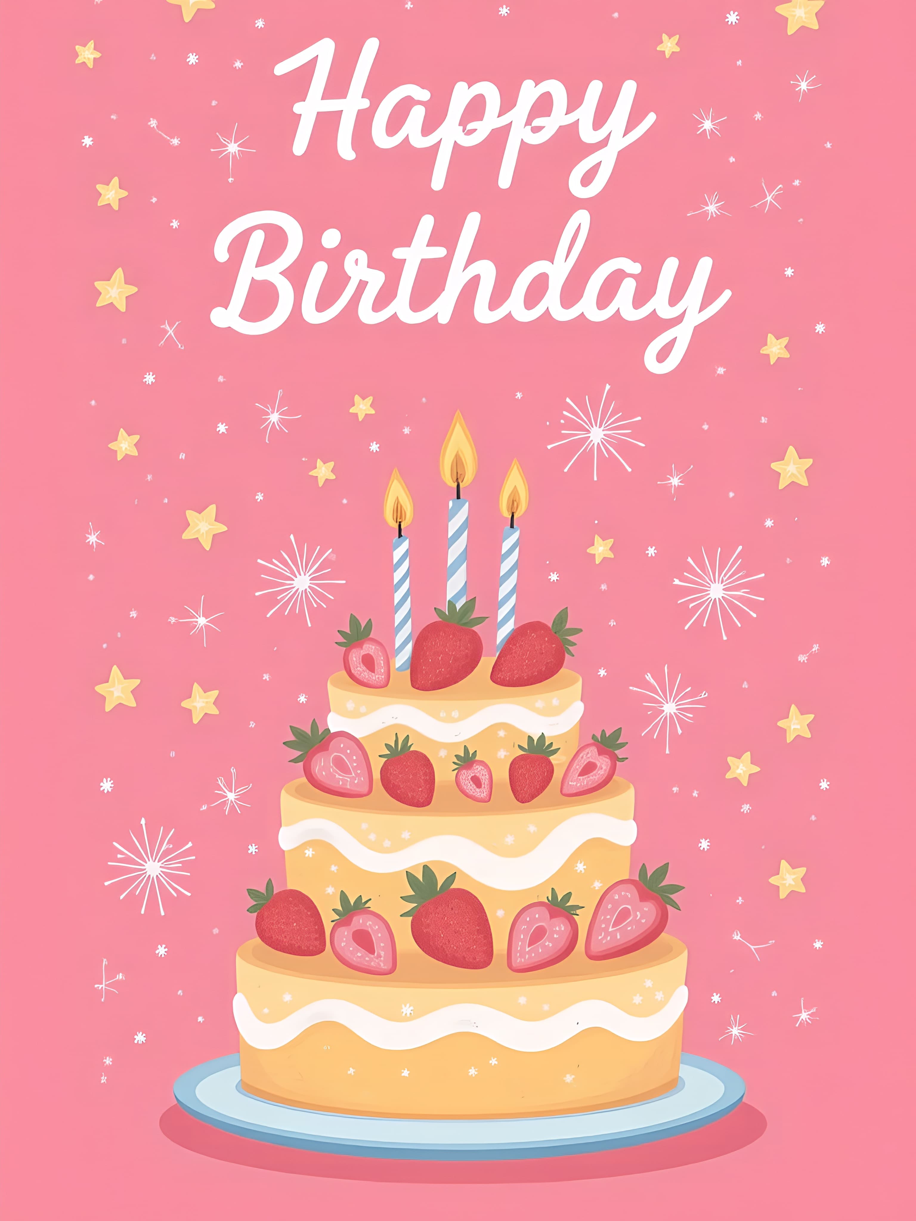 Funny Birthday Card with Strawberry Cake Design