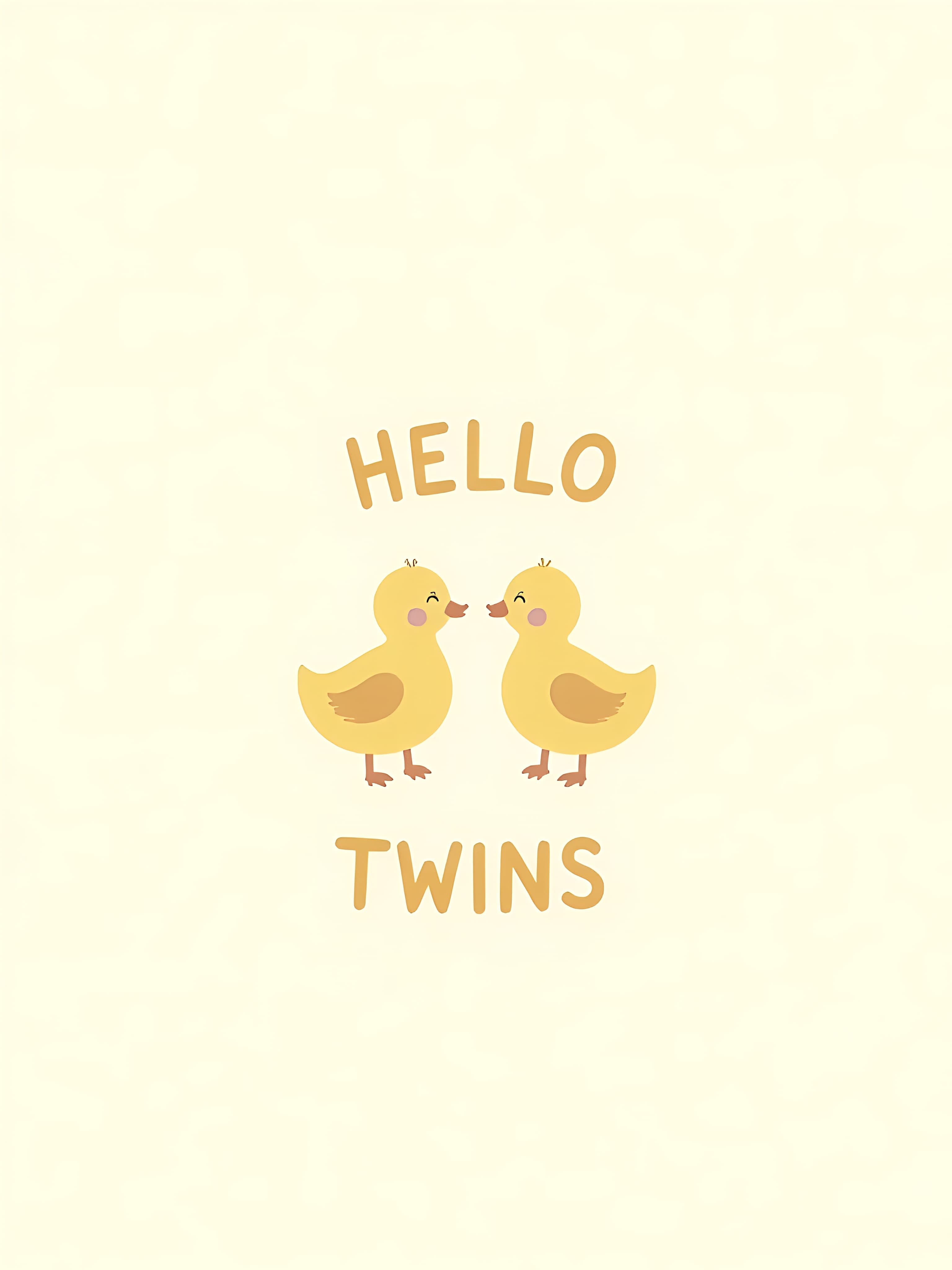 Twin Baby Greeting Card Cute Ducklings