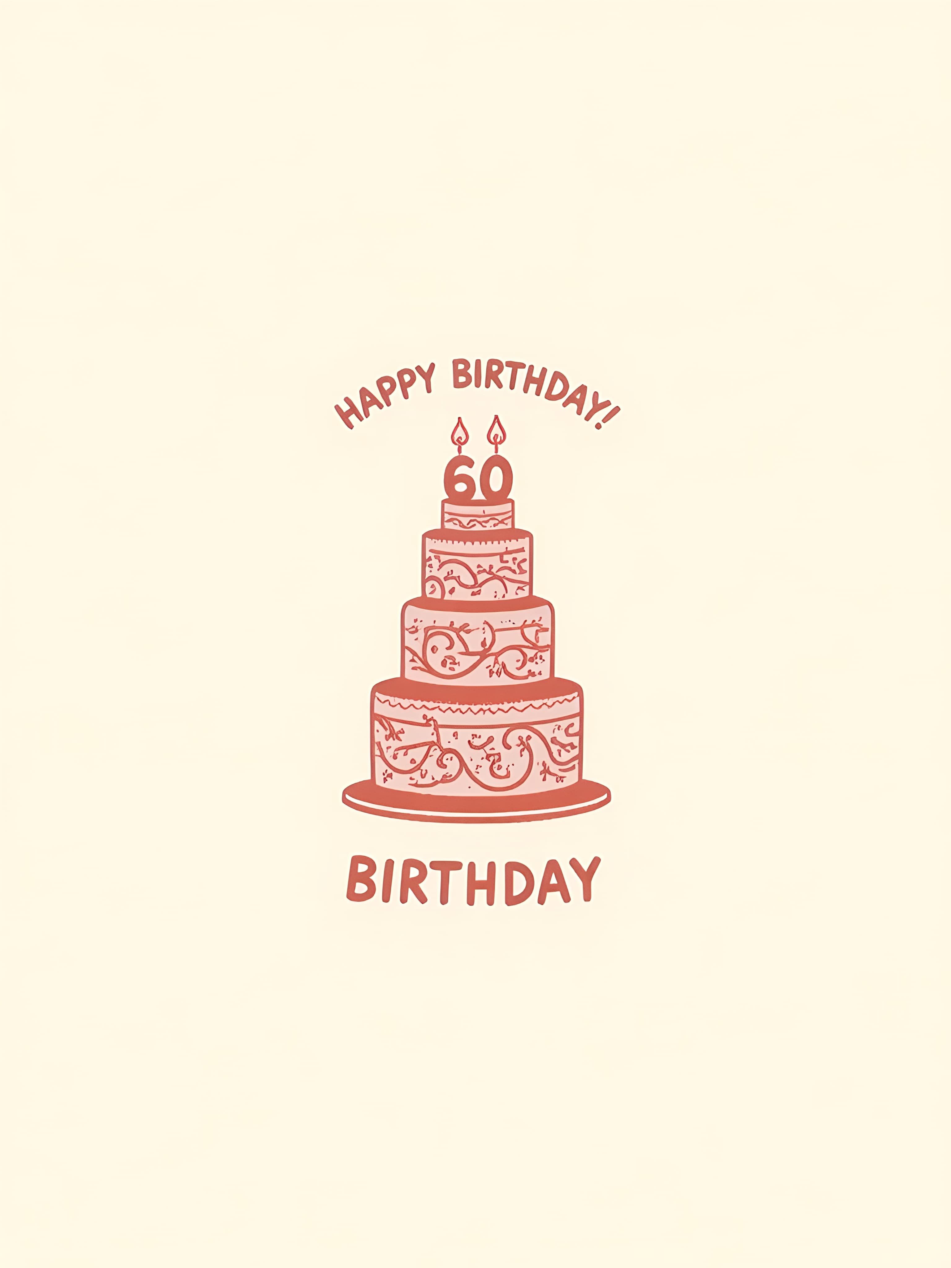 Funny 60th Birthday Greeting Card with Cake Illustration