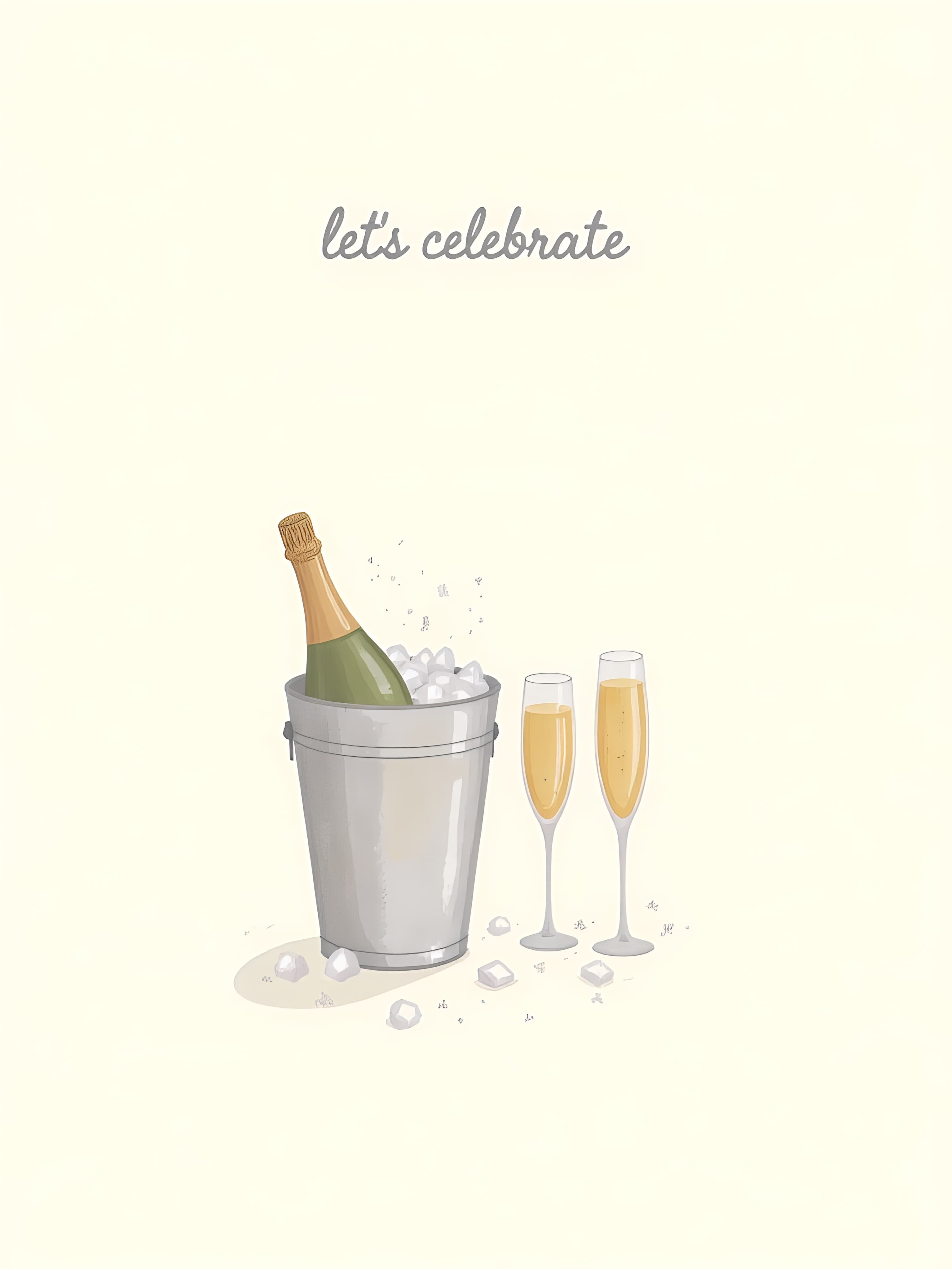 Celebration Greeting Card with Champagne Illustration