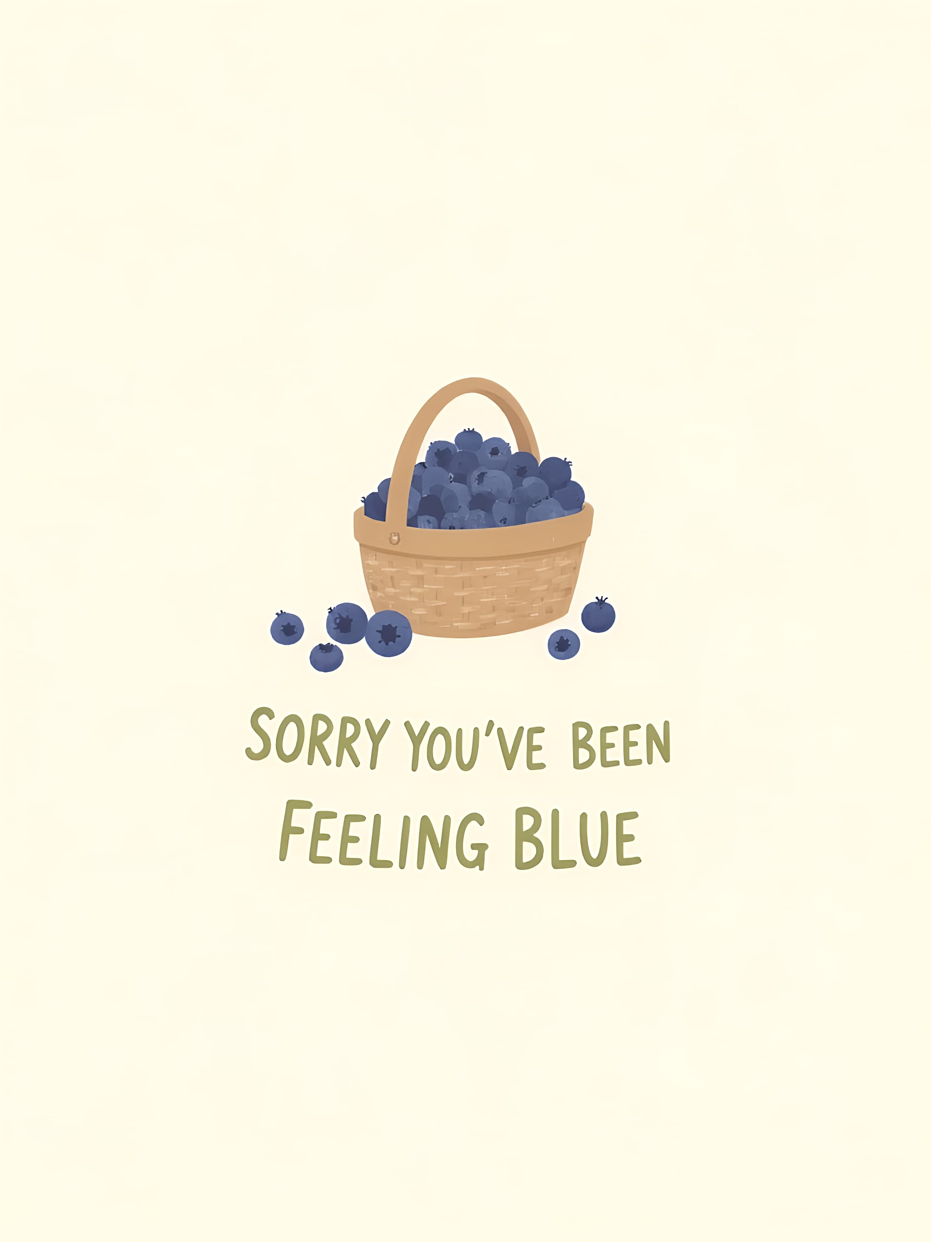 Funny Get Well Card with Cute Blueberry Basket Design