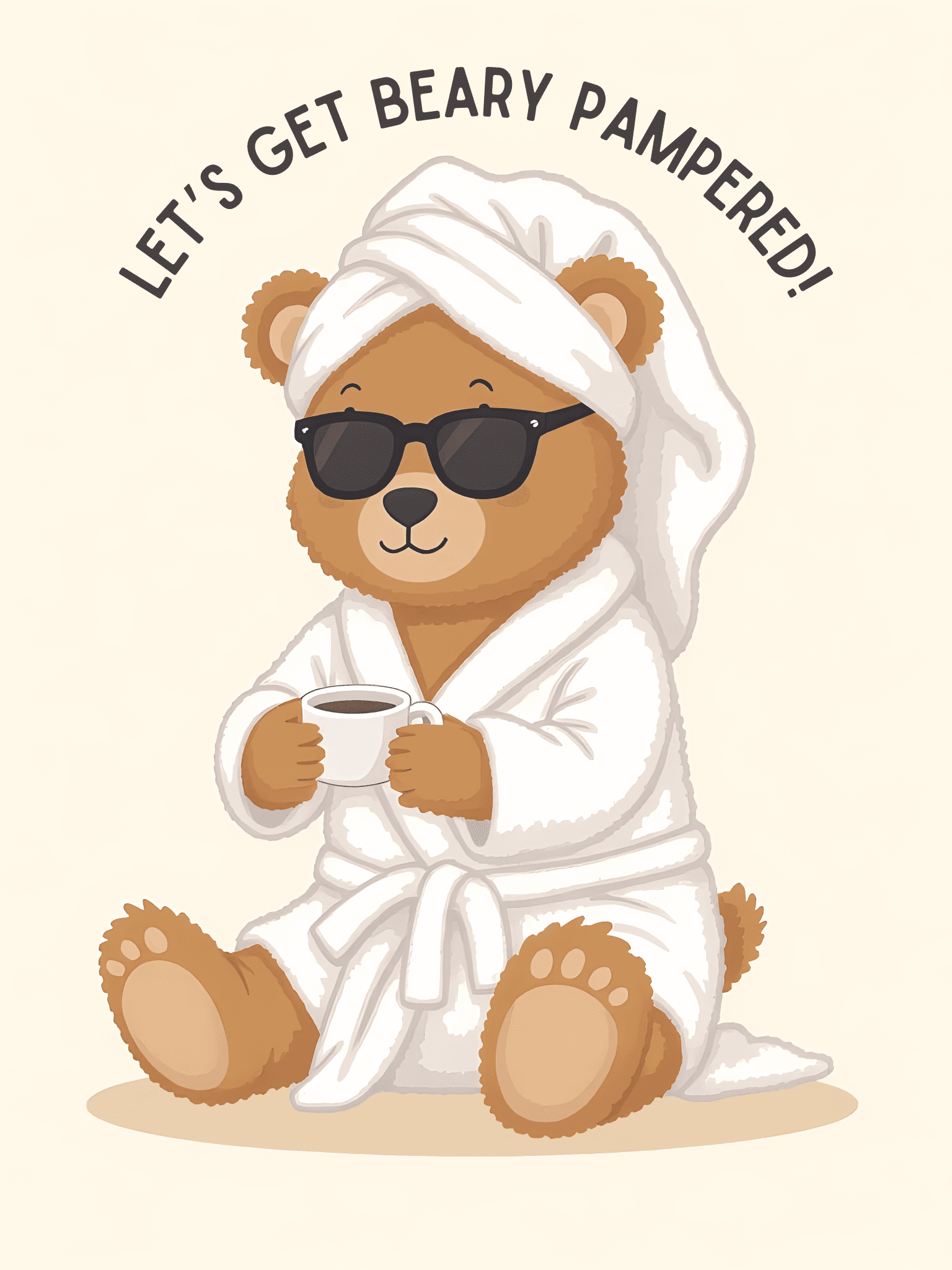 Funny Greeting Card Cute Bear Spa Lets Get Beary Pampered