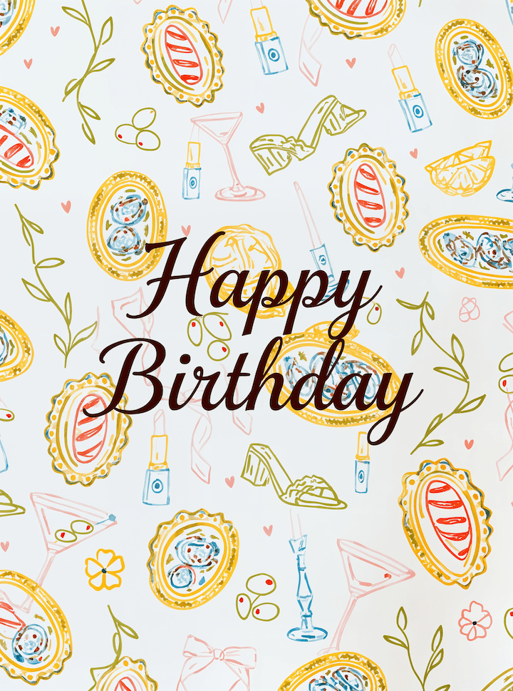 Modern Birthday Card Happy Birthday Illustrated Pattern