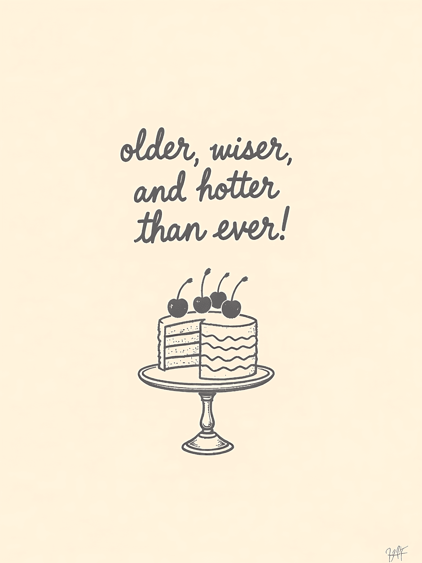 Funny Birthday Greeting Card with Cake Retro Design