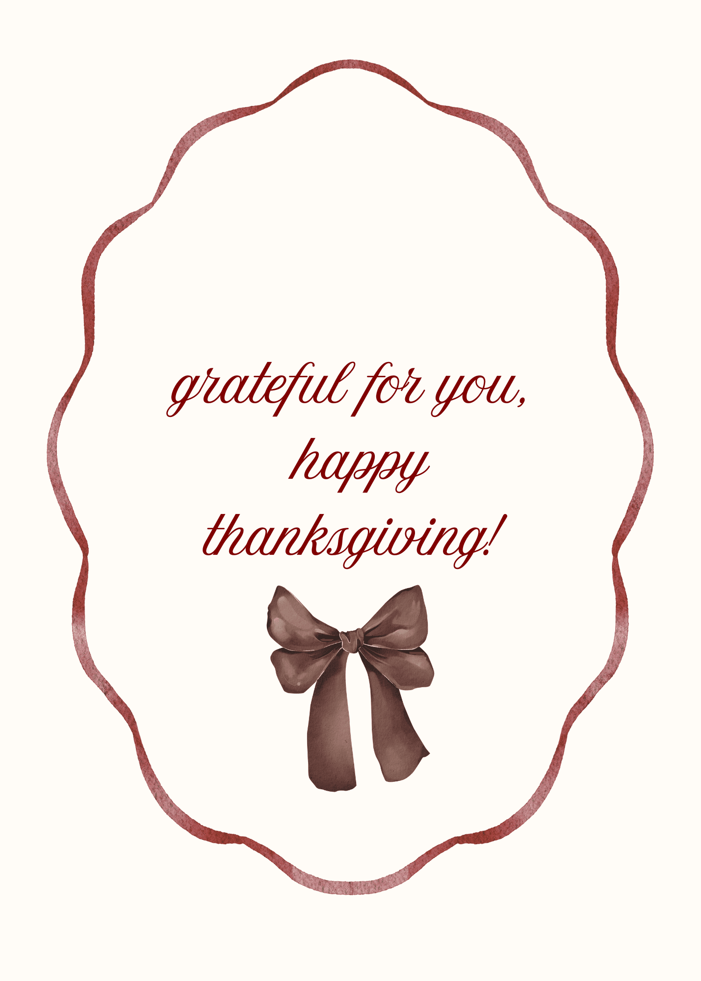 Thanksgiving Greeting Card Elegant Bow Design