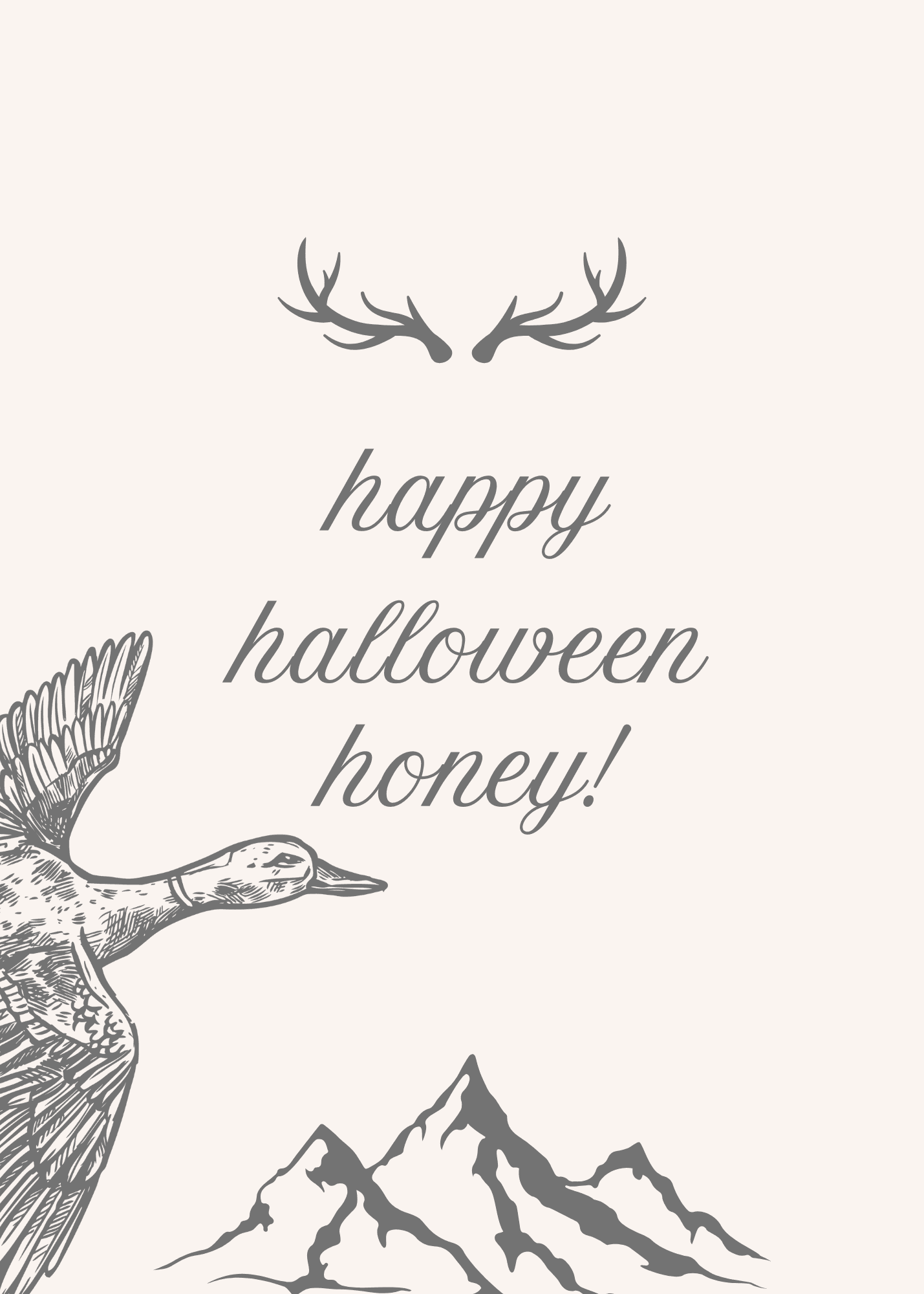Halloween Greeting Card Illustrated Duck Mountains