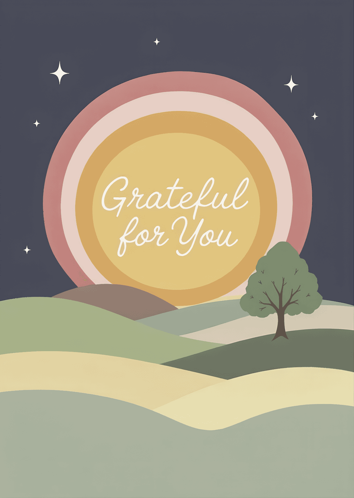 Grateful for You Card Modern Sunrise Design