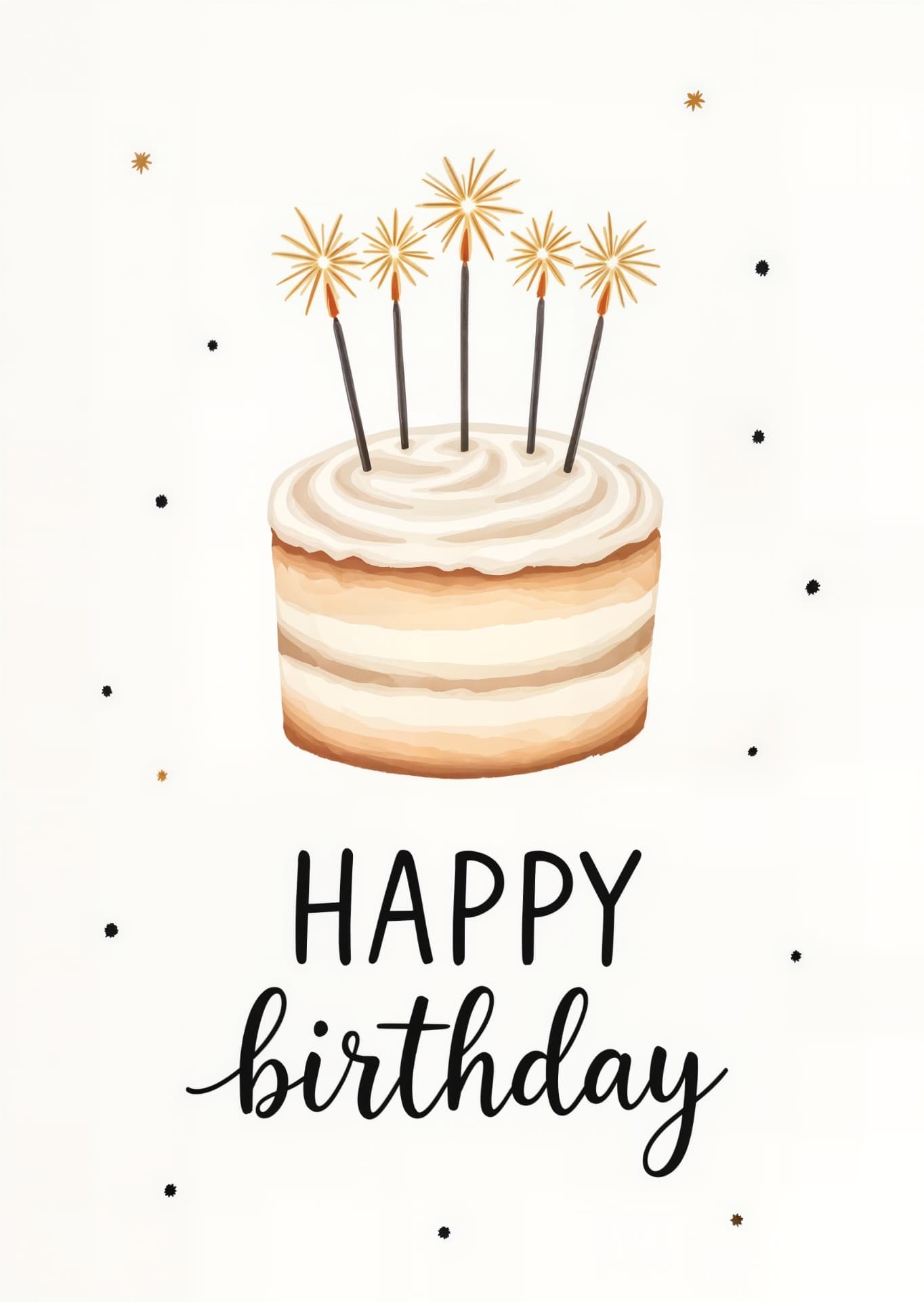 Funny Birthday Card with Cake and Sparklers