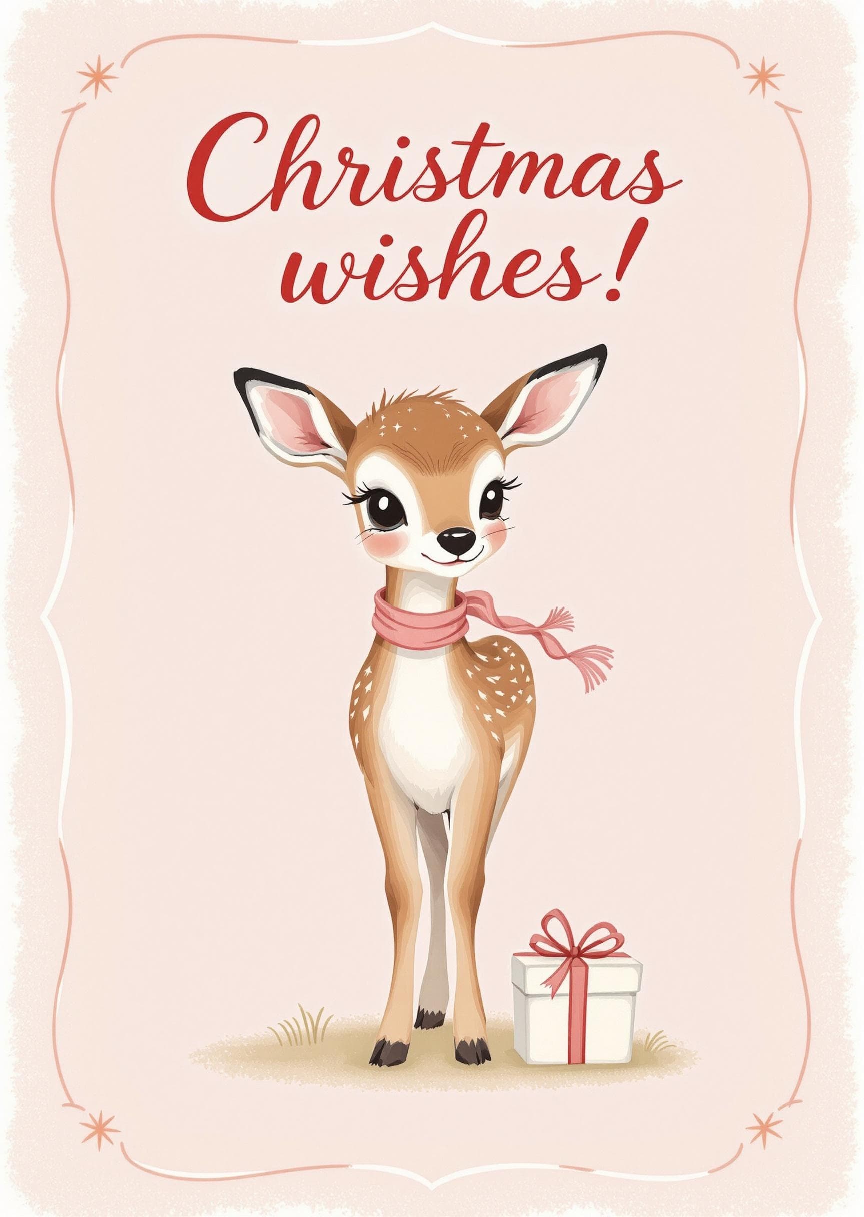 Christmas Greeting Card Cute Deer Illustration