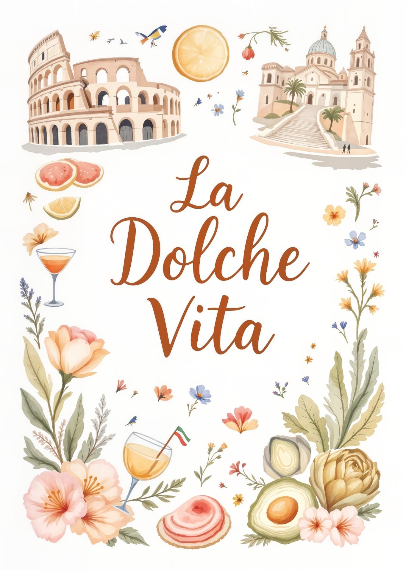 Italian Illustrated Modern Greeting Card
