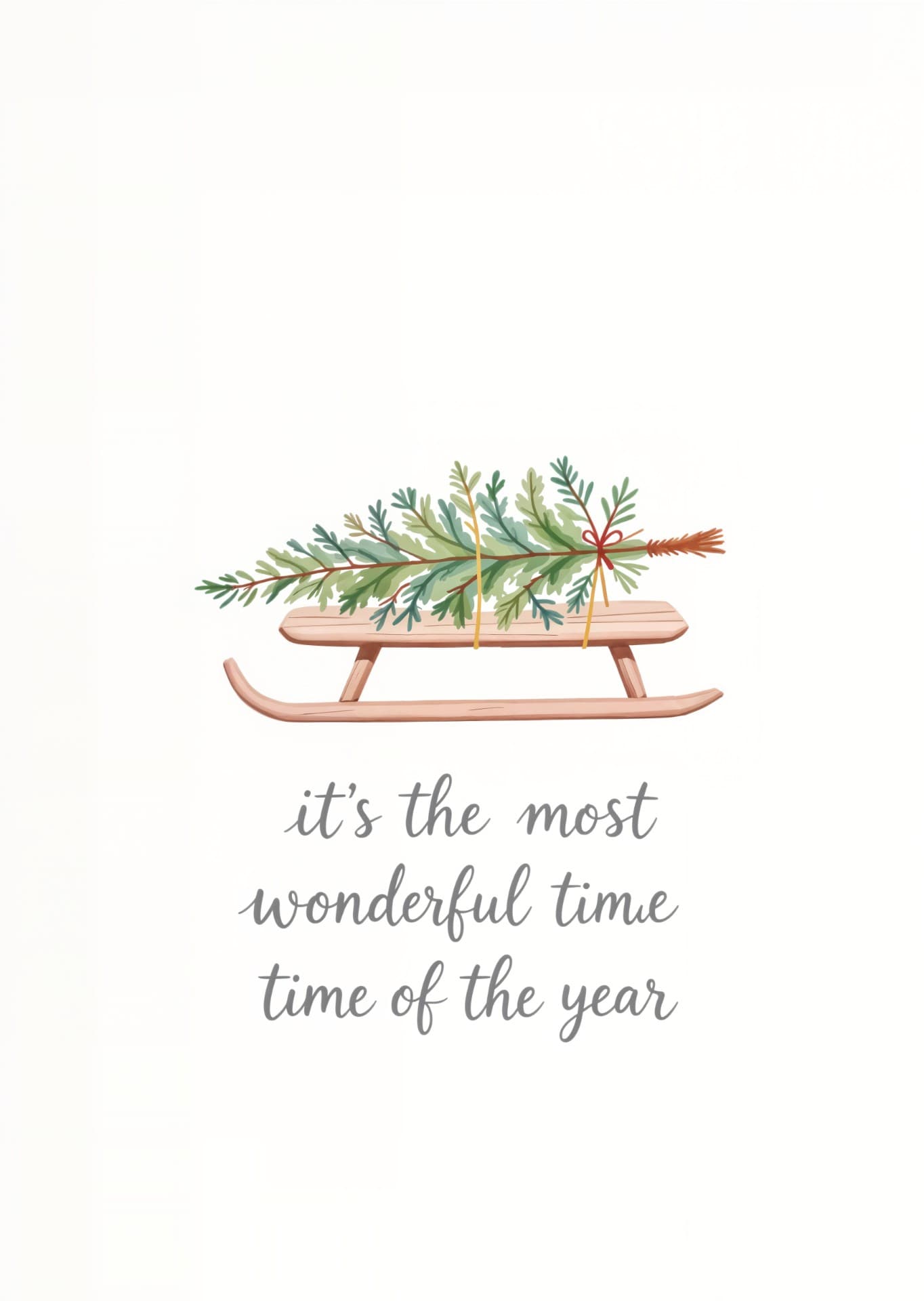 Christmas Greeting Card Modern Sled Illustration