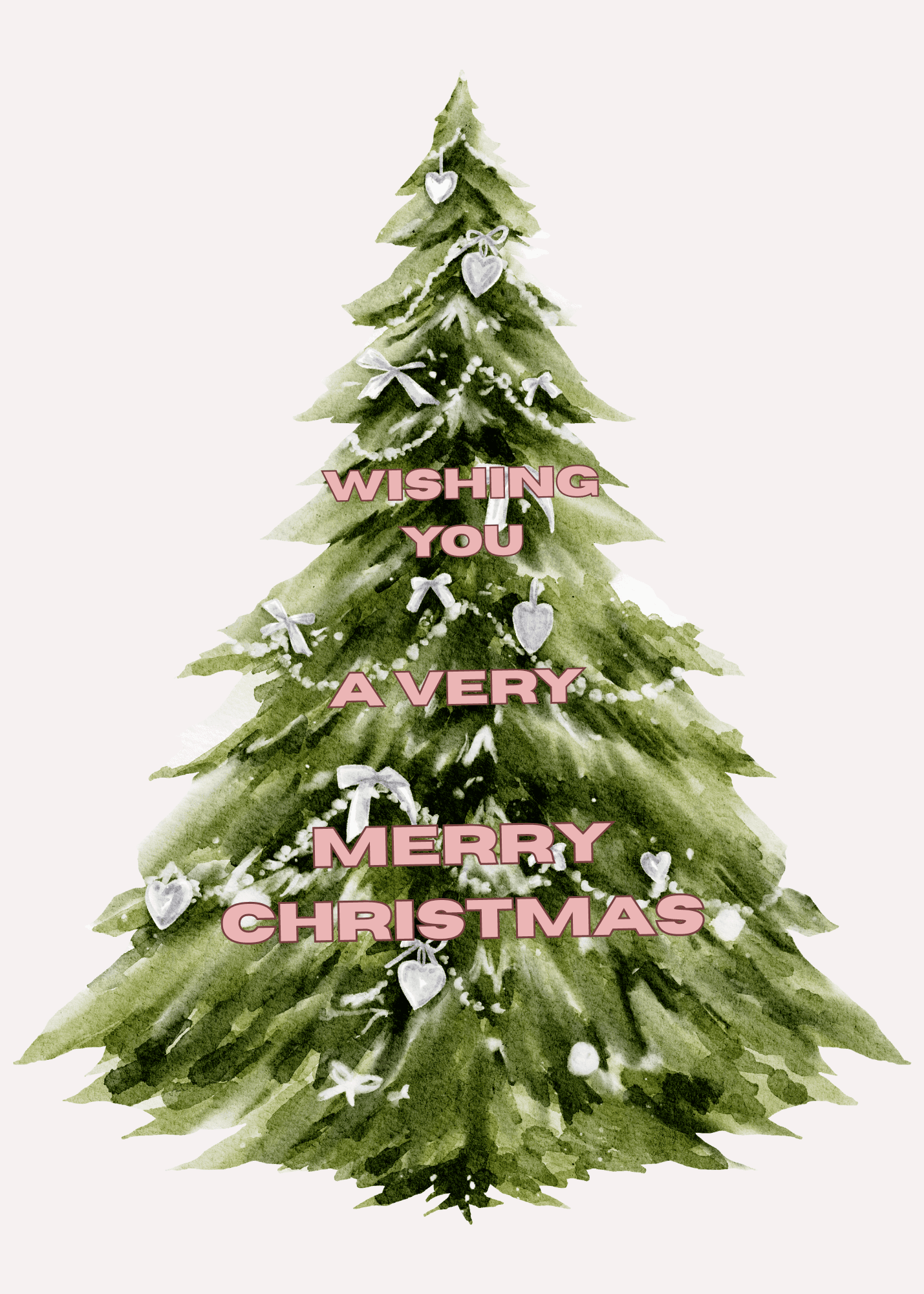 Christmas Greeting Card Watercolor Christmas Tree Design