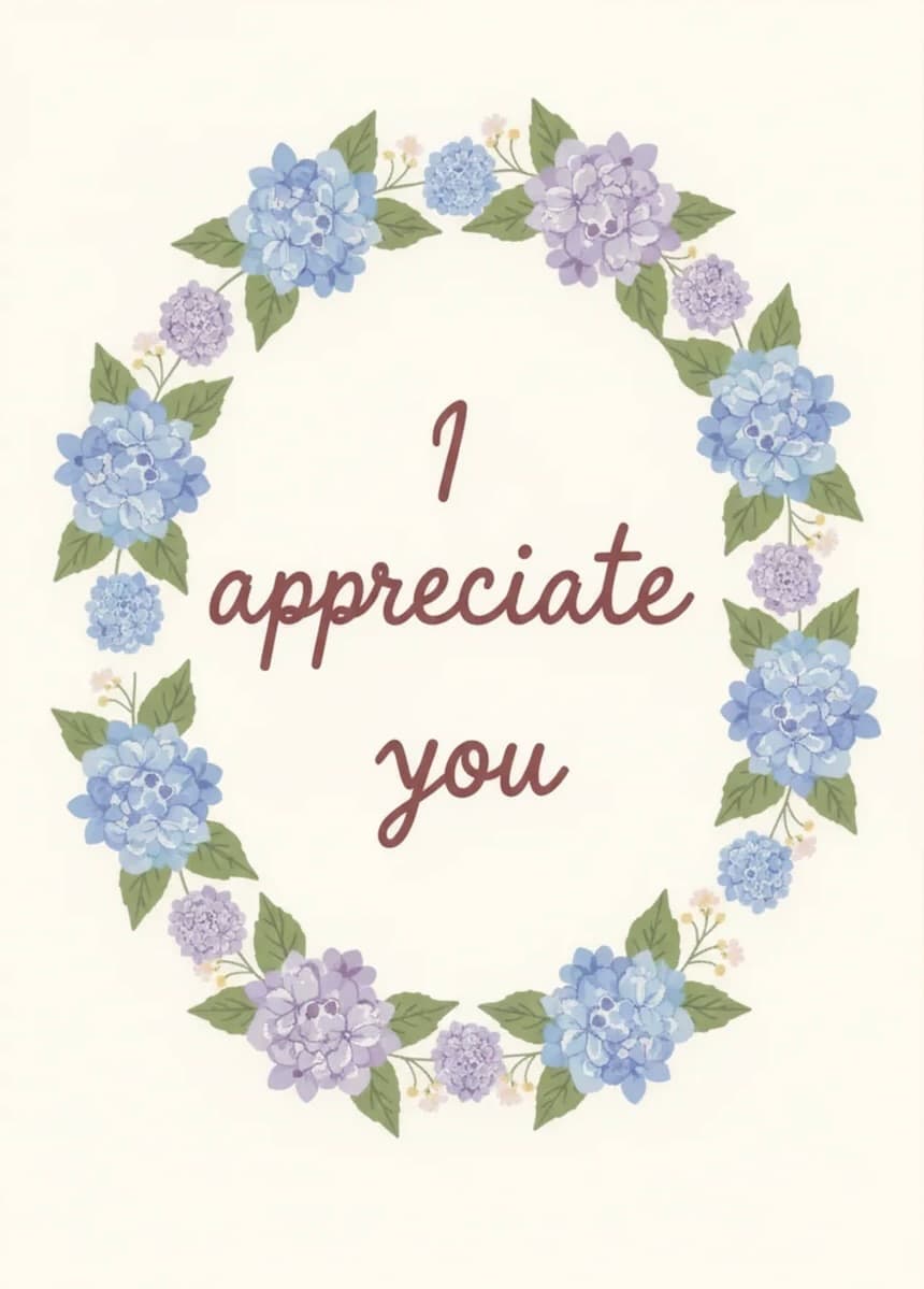 Appreciation Greeting Card Floral Wreath Modern Design