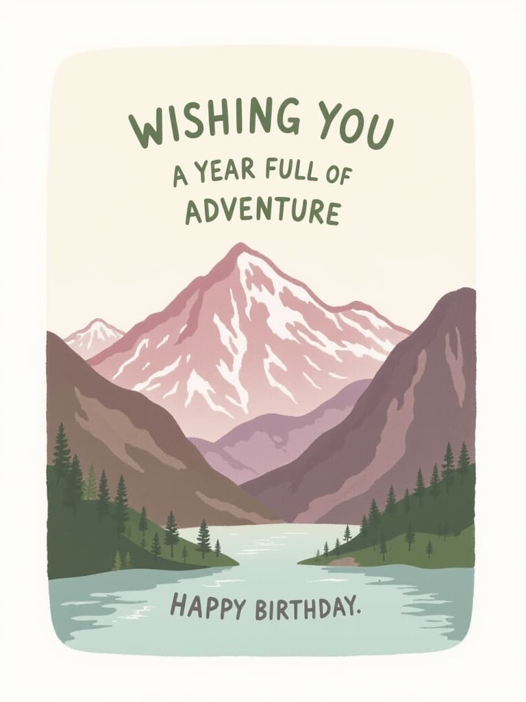 Funny Birthday Card Mountain Adventure Scene