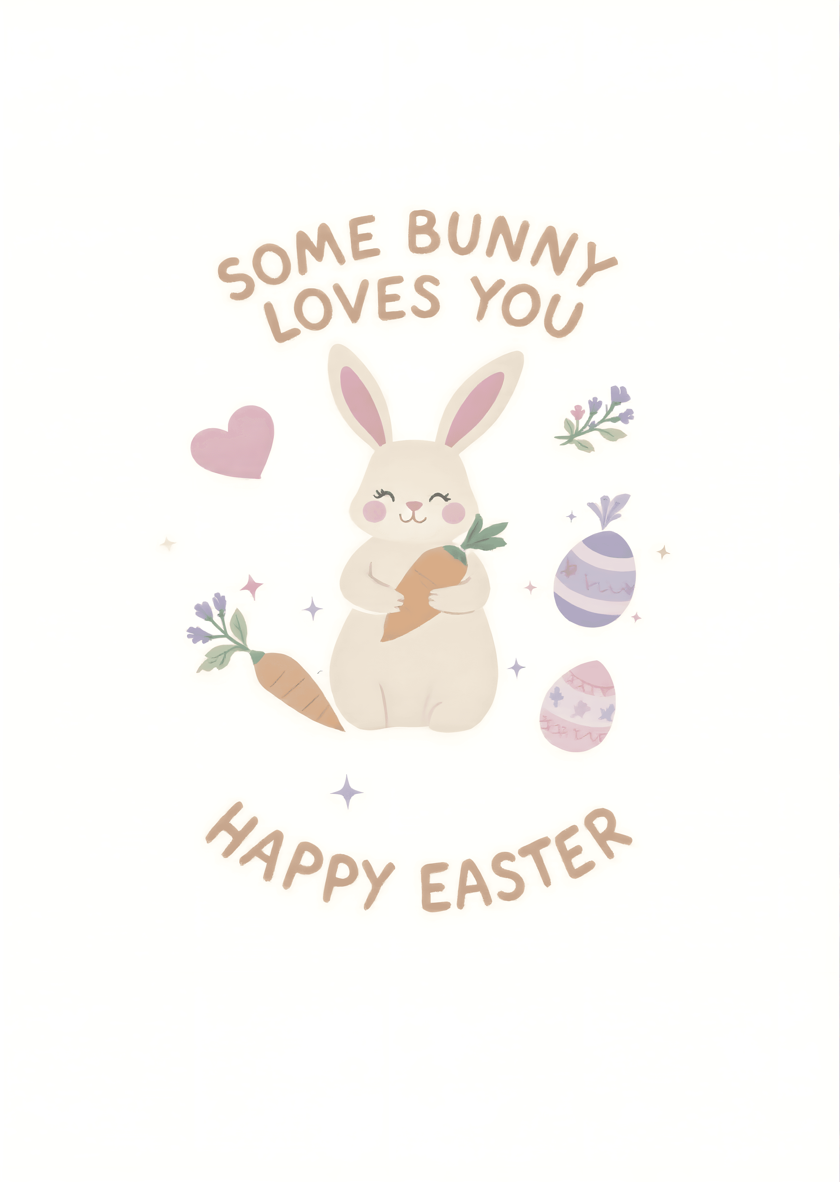 Easter Greeting Card Cute Bunny Some Bunny Loves You