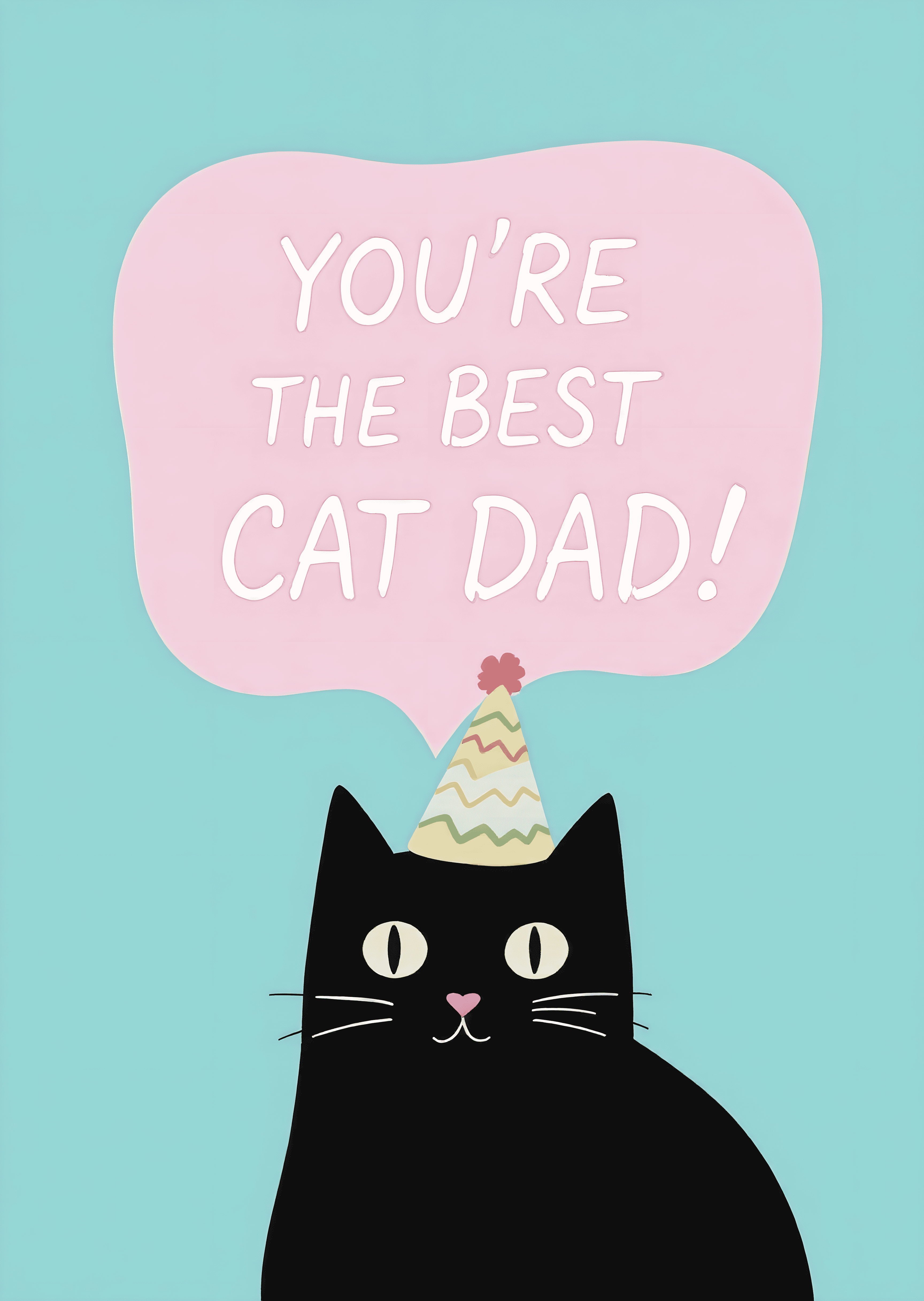 Funny Cat Dad Card with Cute Party Hat