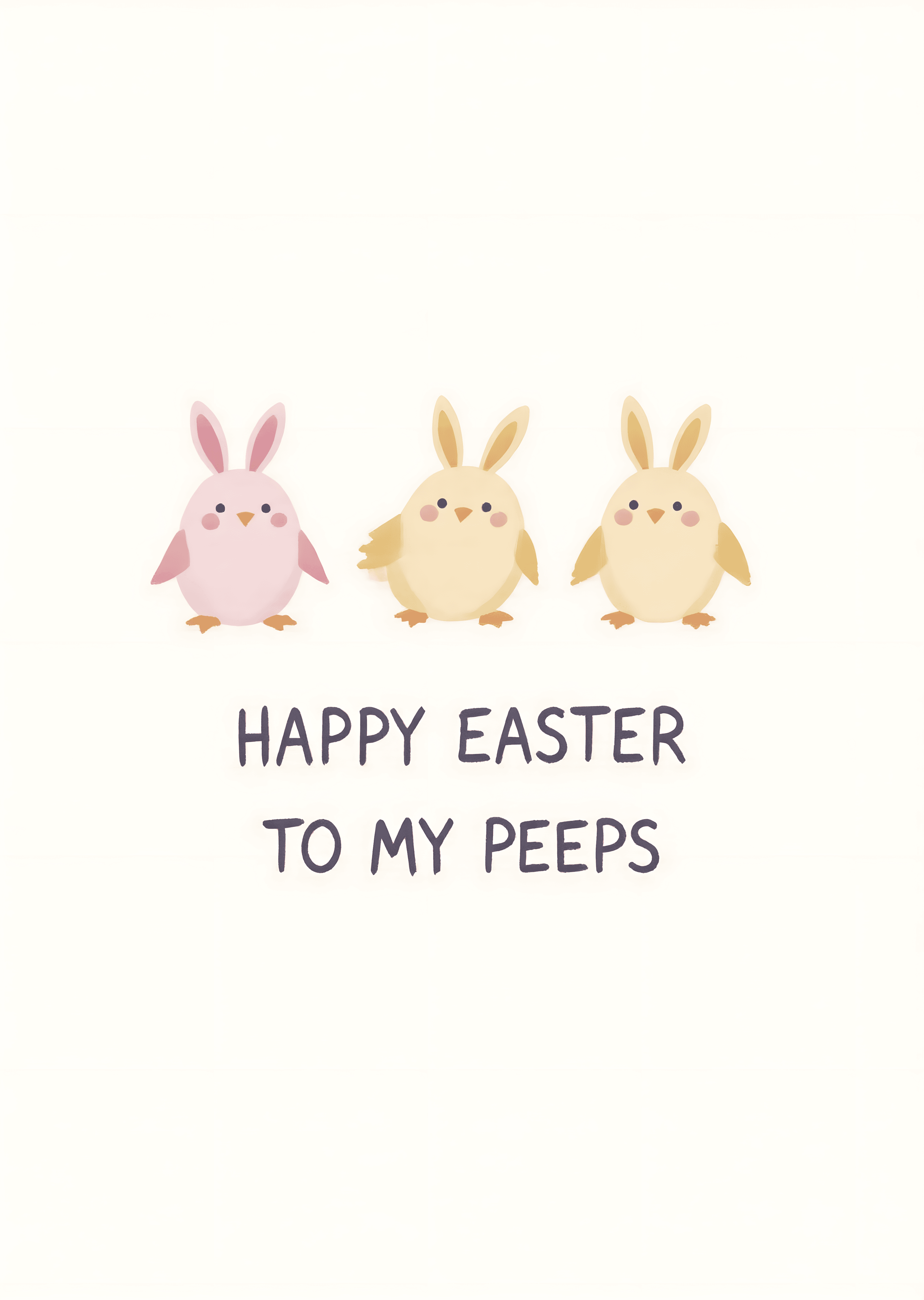 Easter Greeting Card Cute Bunny Chick Design