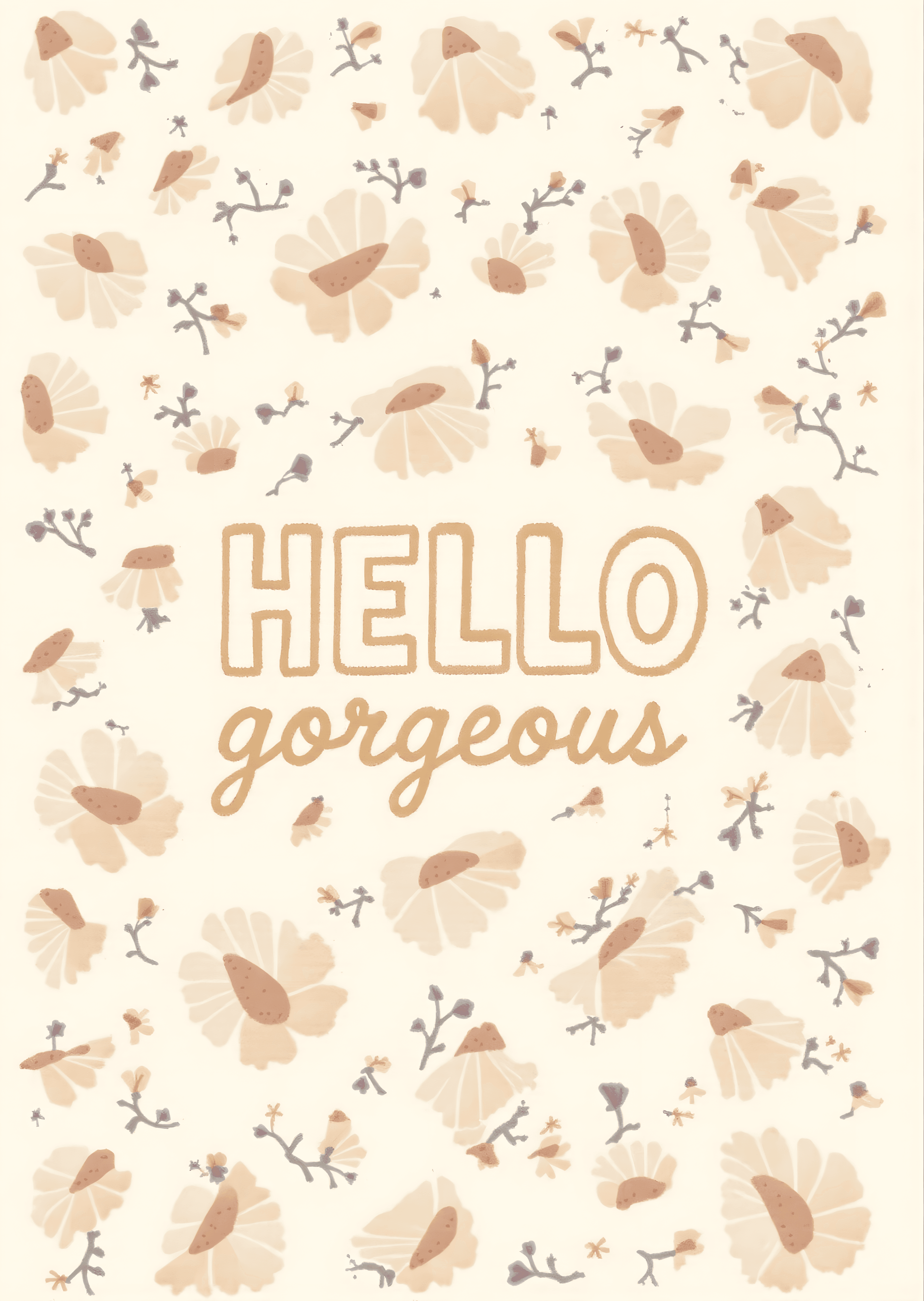 Romantic Floral Greeting Card Hello Gorgeous Modern Design