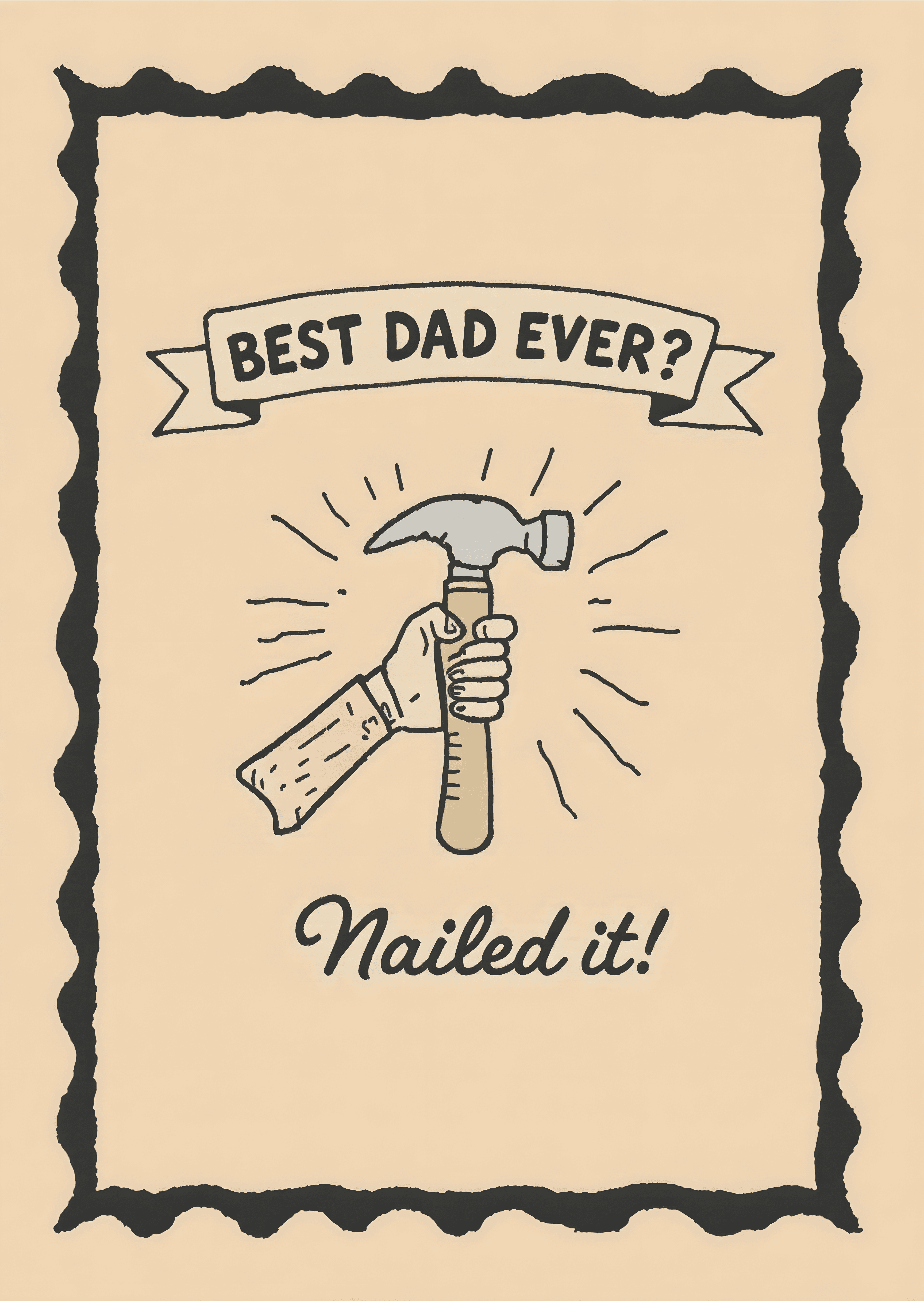 Funny Fathers Day Greeting Card Hand-Drawn Hammer Design