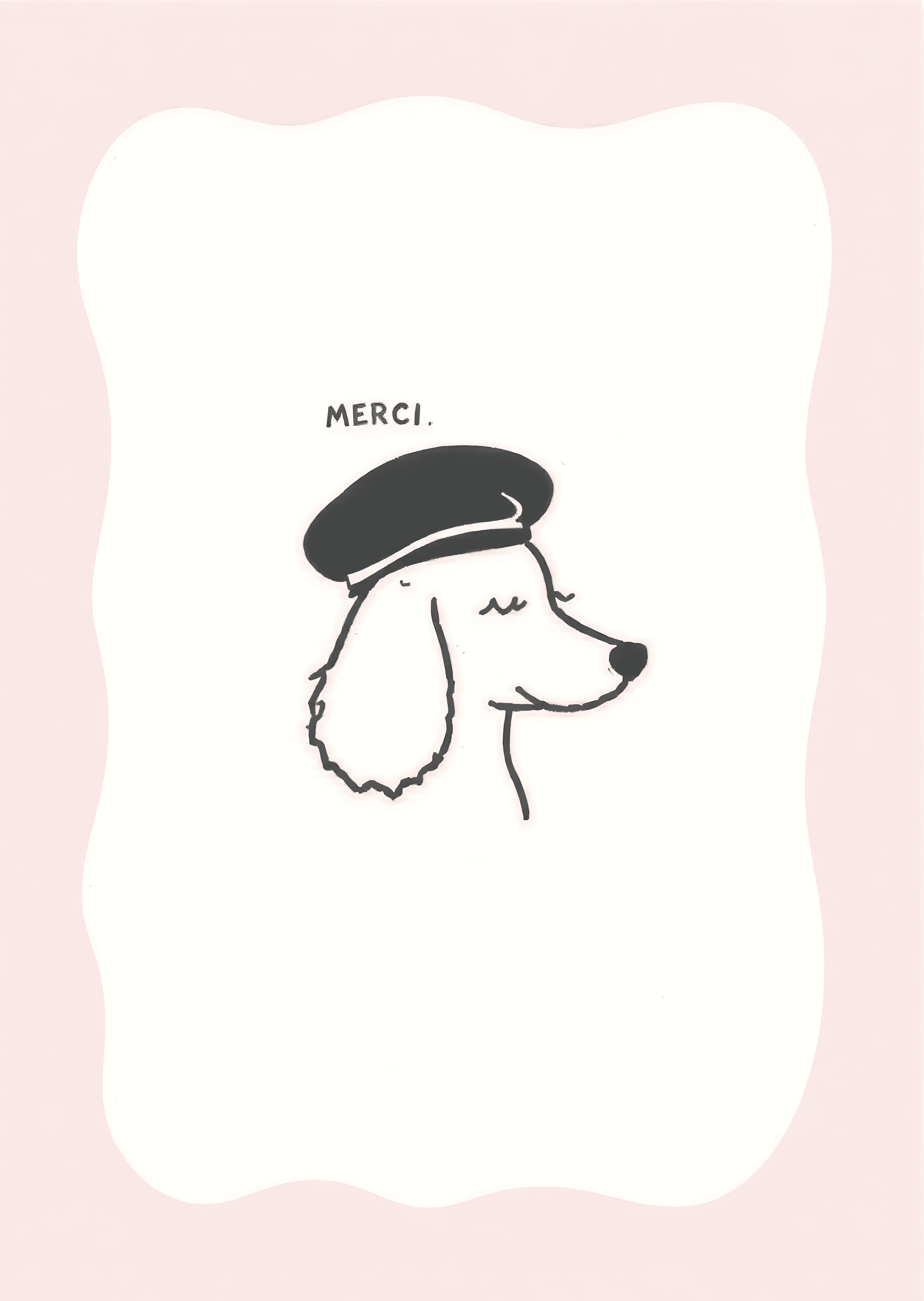 Thank You Greeting Card Cute French Poodle Illustration