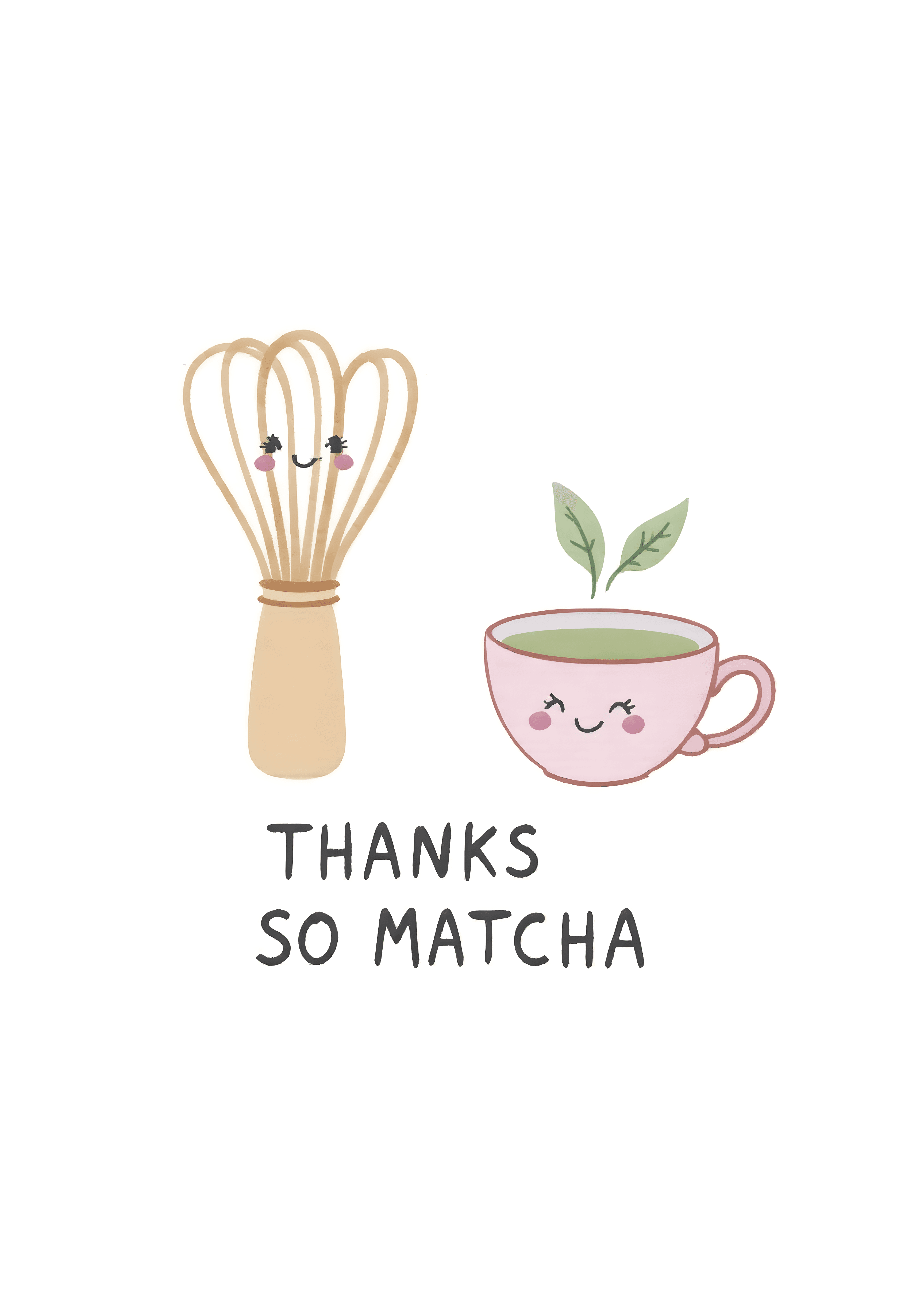 Funny Thank You Card Cute Matcha Whisk Illustration