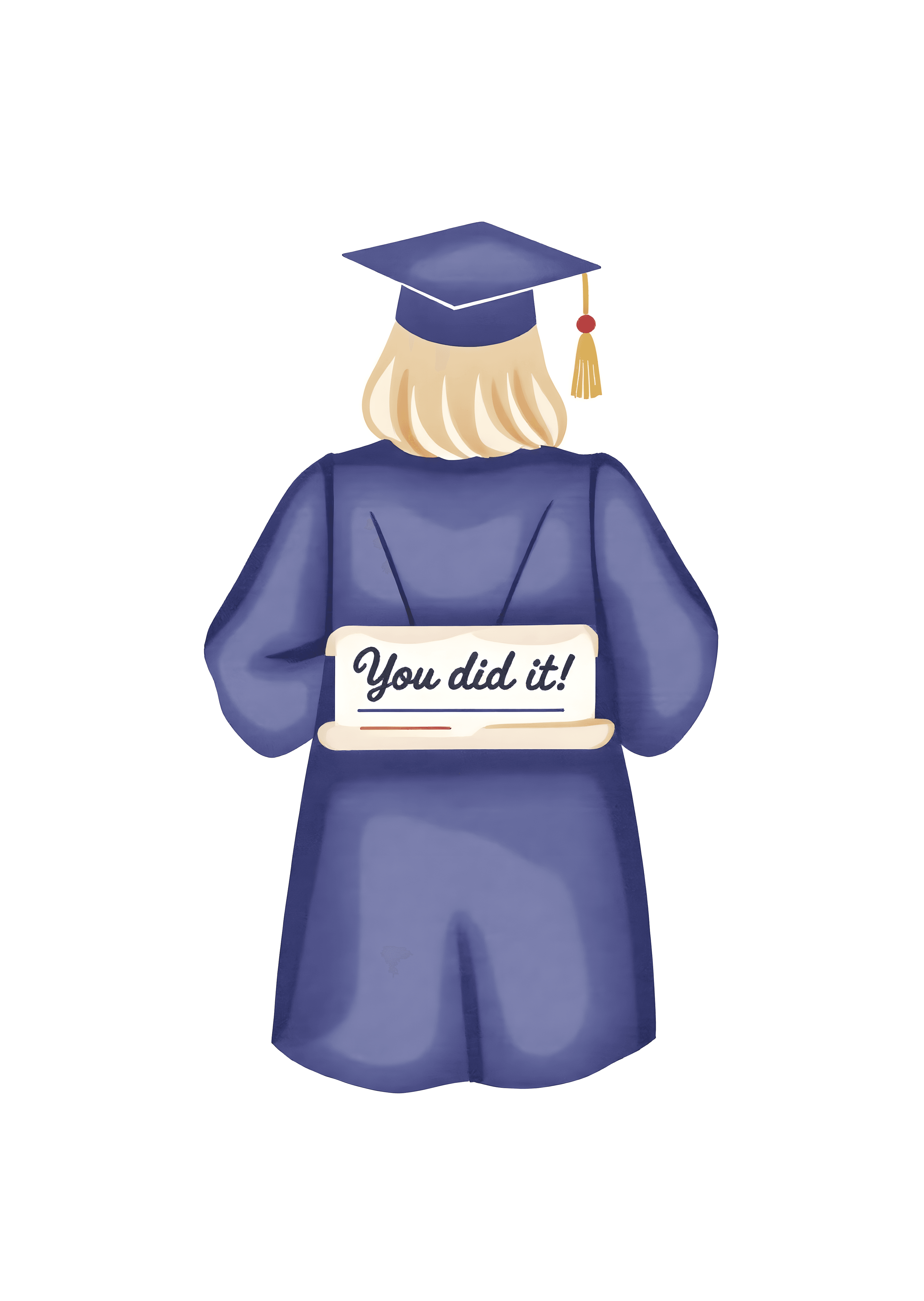 Graduation Greeting Card Blue Cap Illustrated Achievement
