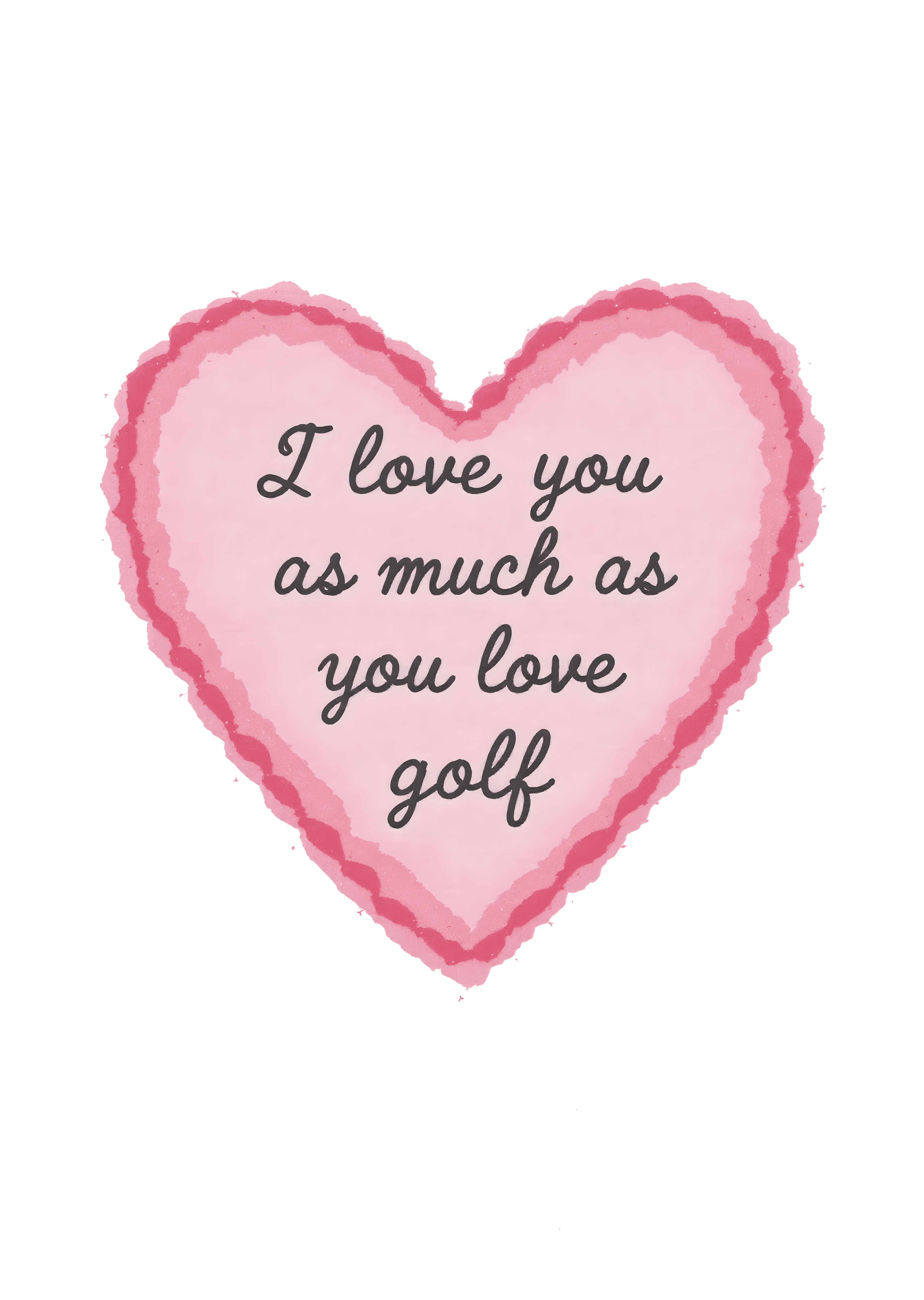 Funny Love Greeting Card Pink Heart Golf Humor