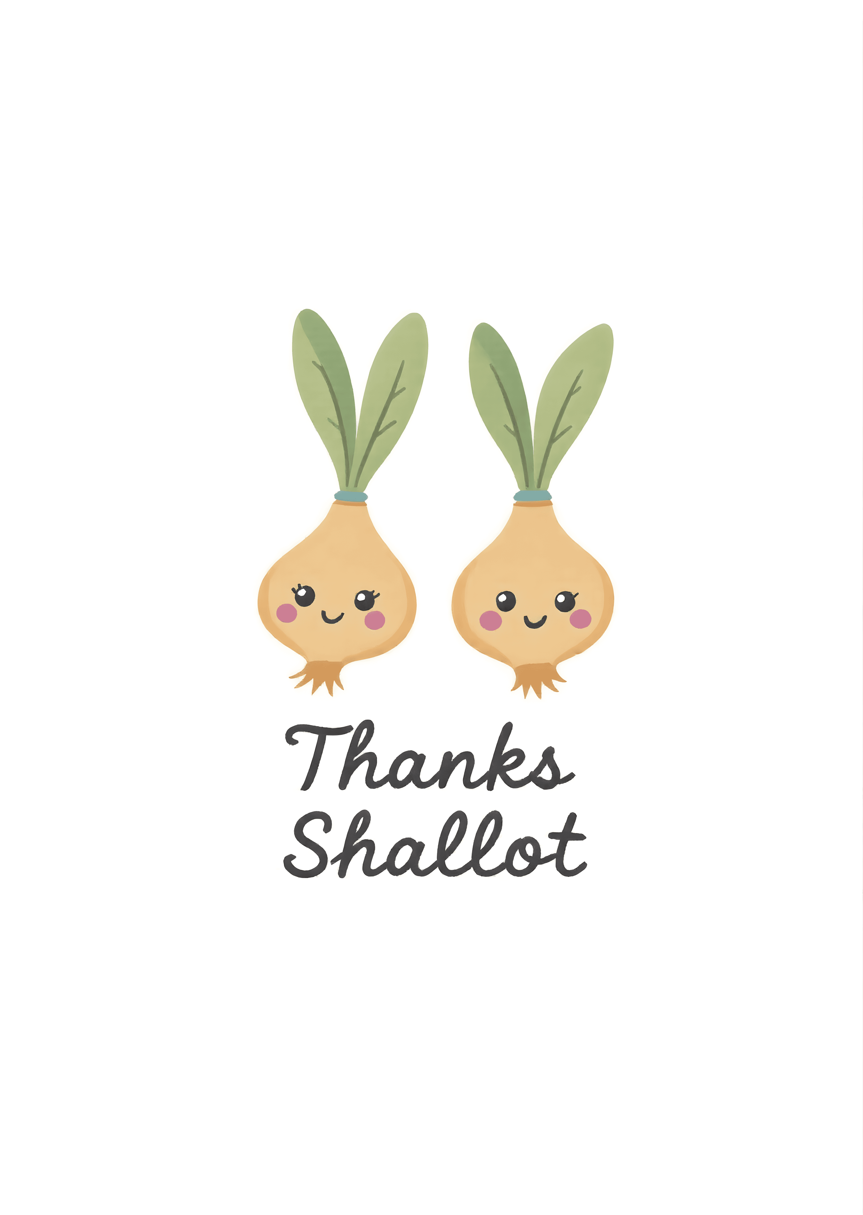 Funny Thank You Card Cute Illustrated Shallots