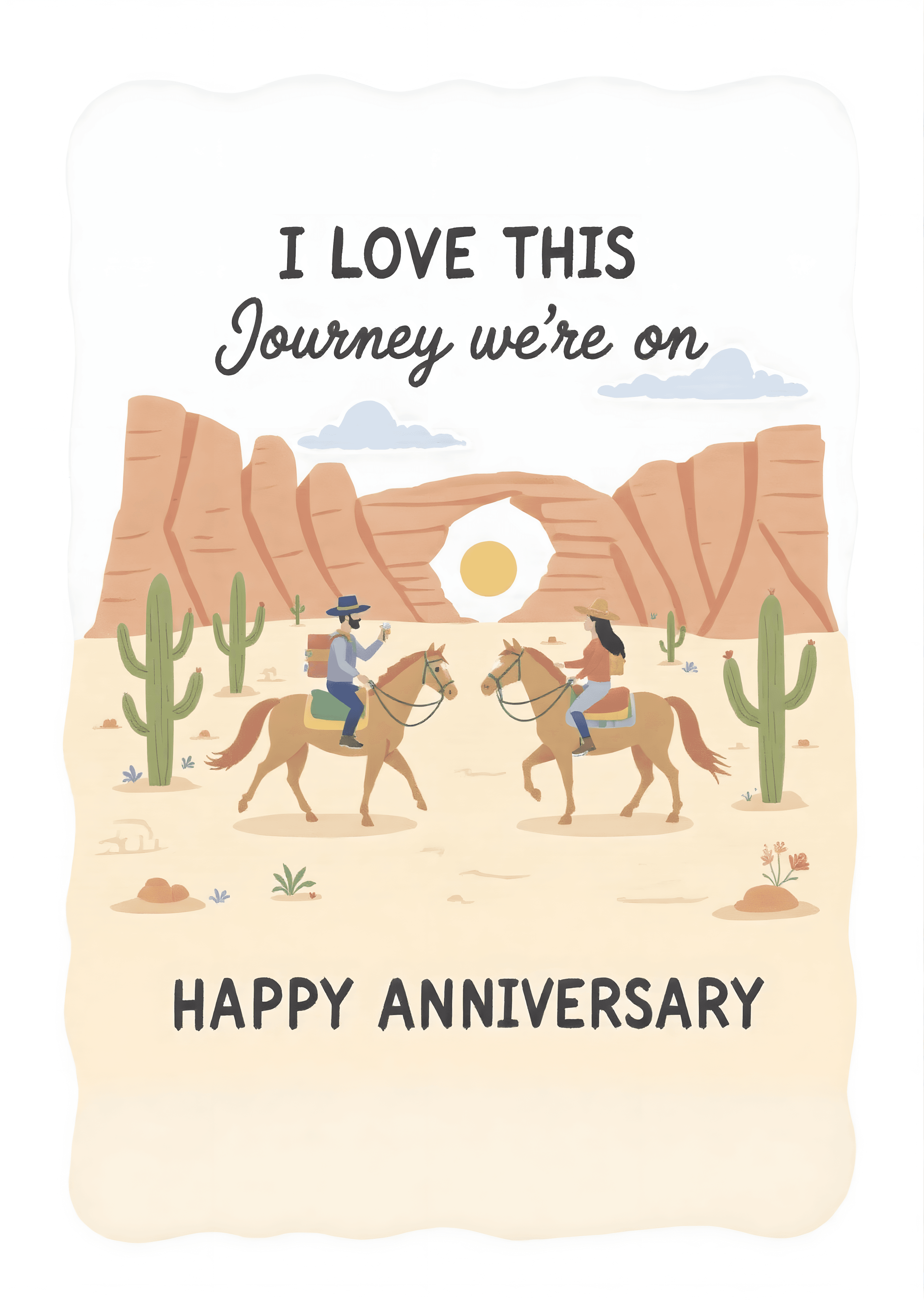 Anniversary Greeting Card with Cute Desert Scene