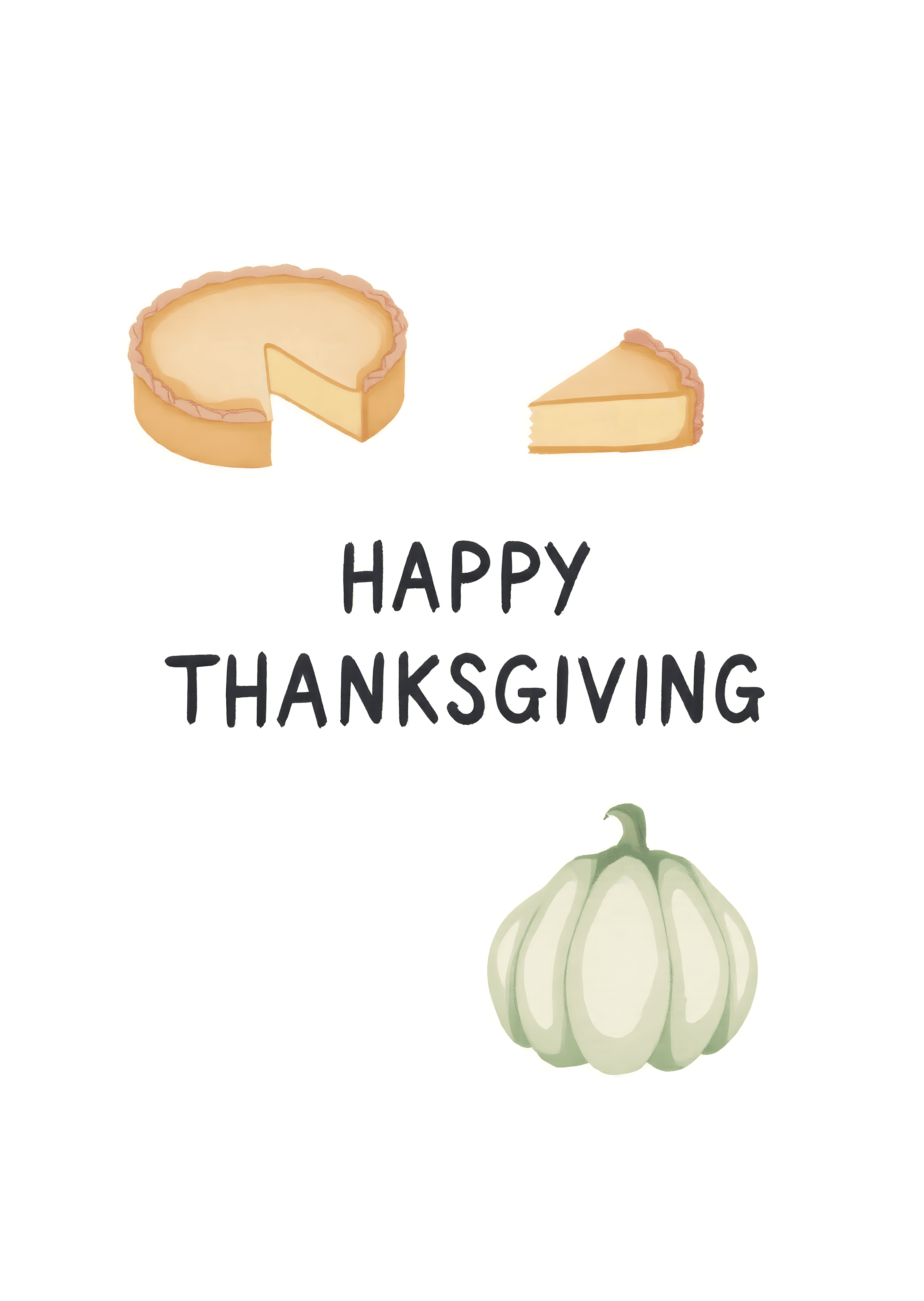 Thanksgiving Greeting Card Illustrated Pumpkin Pie Design