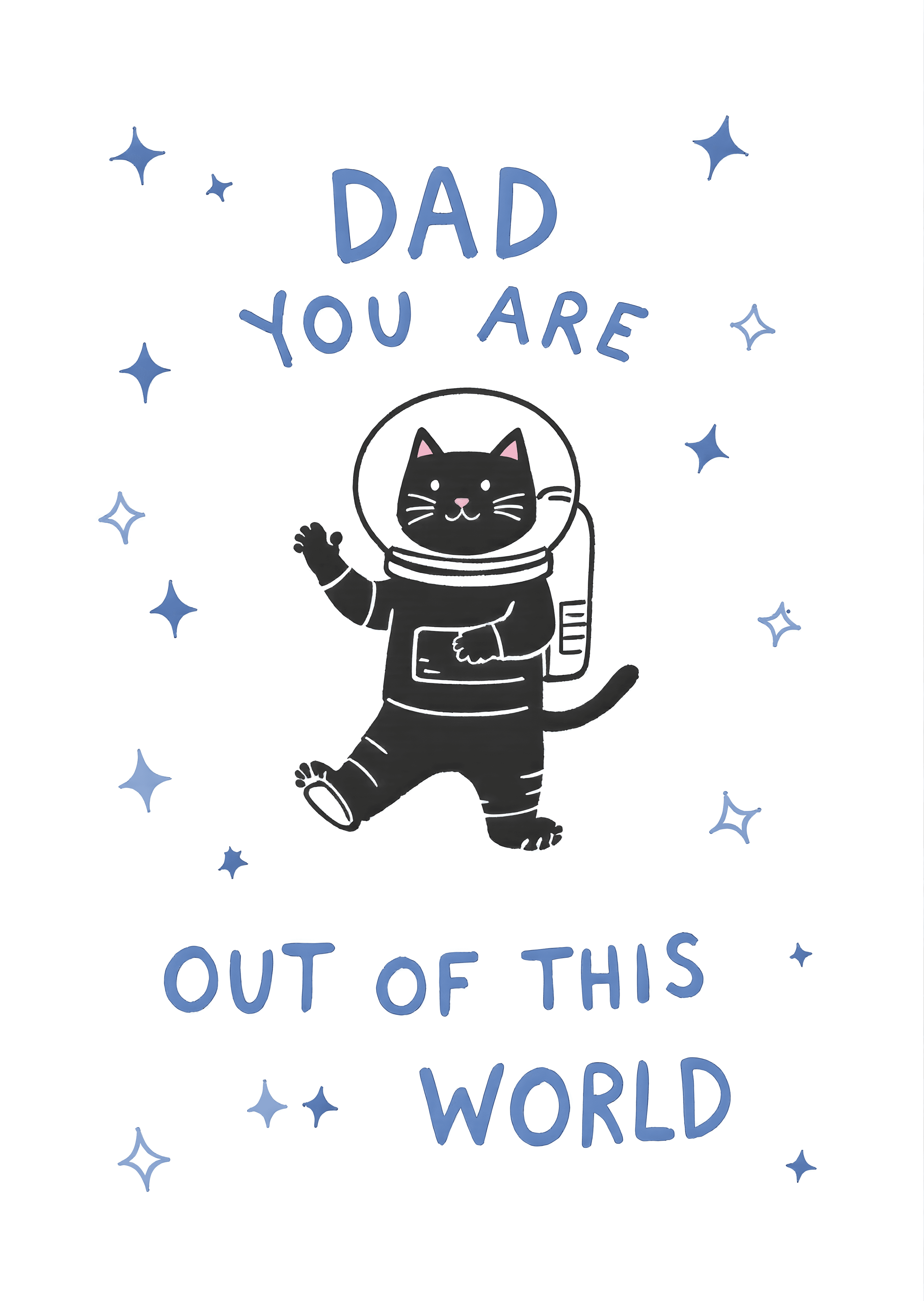 Funny Dad Birthday Card Astronaut Cat Design