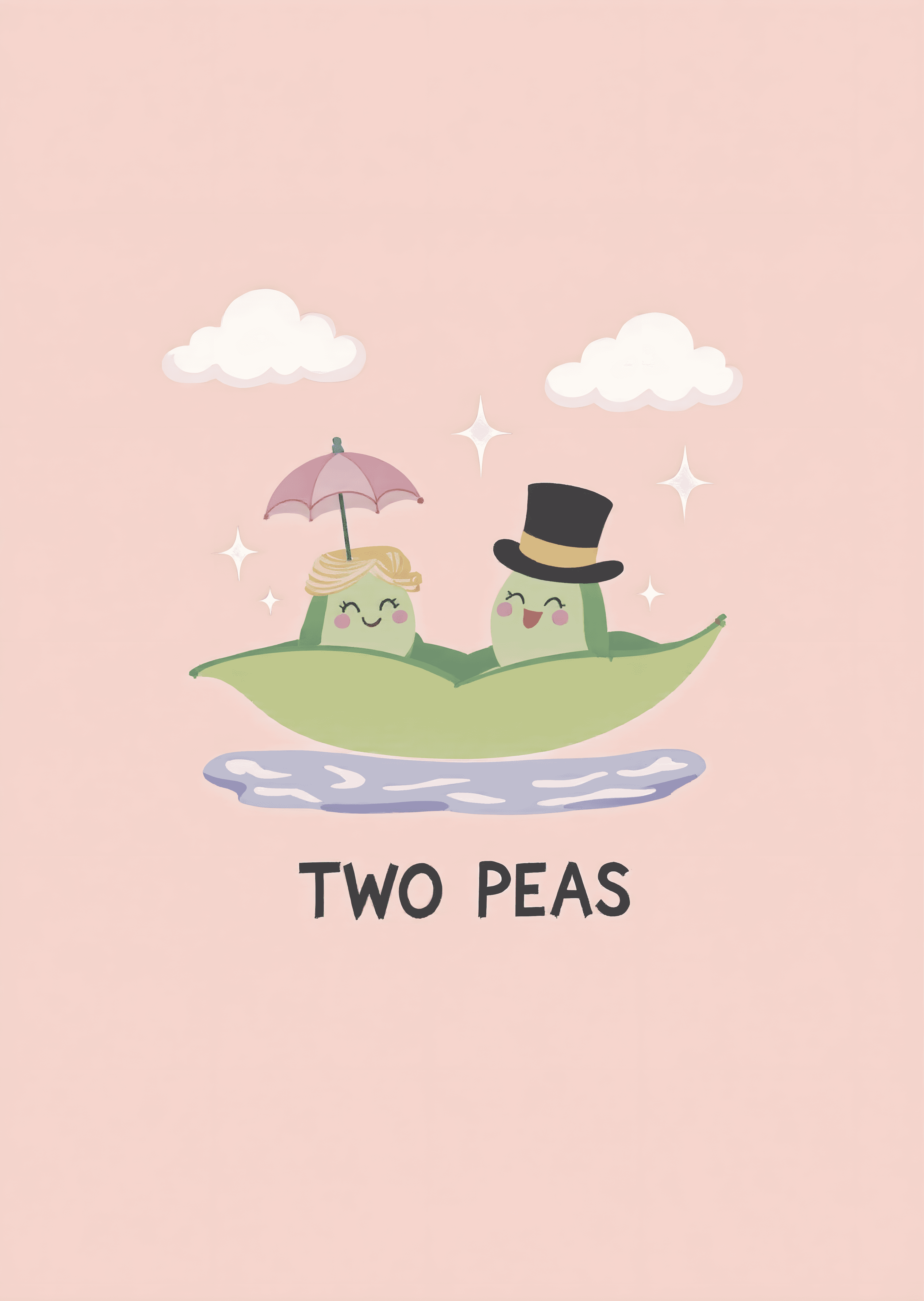 Funny Wedding Card Peas in a Pod Cartoon Design