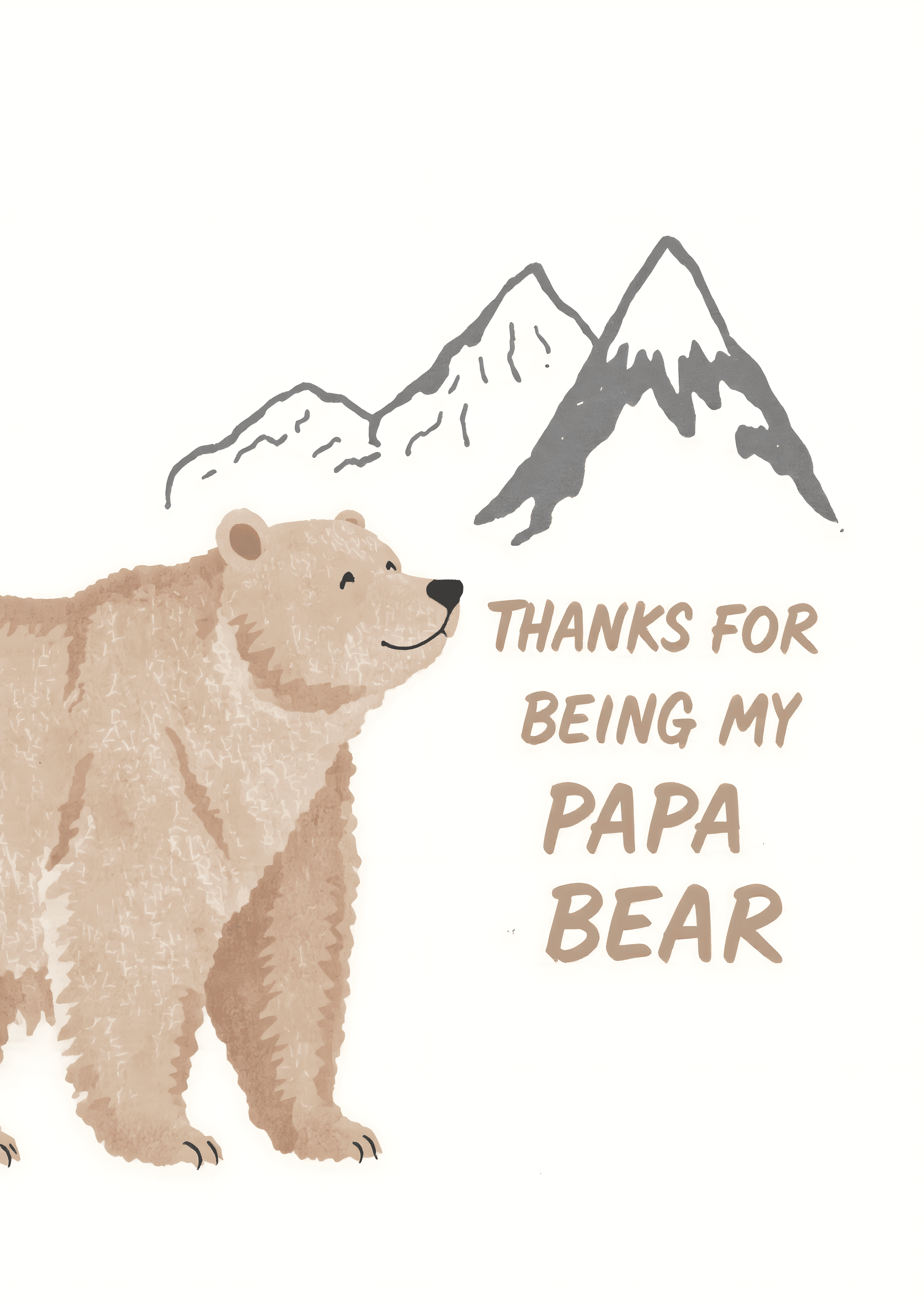 Bear Fathers Day Card Cute Papa Bear Illustration