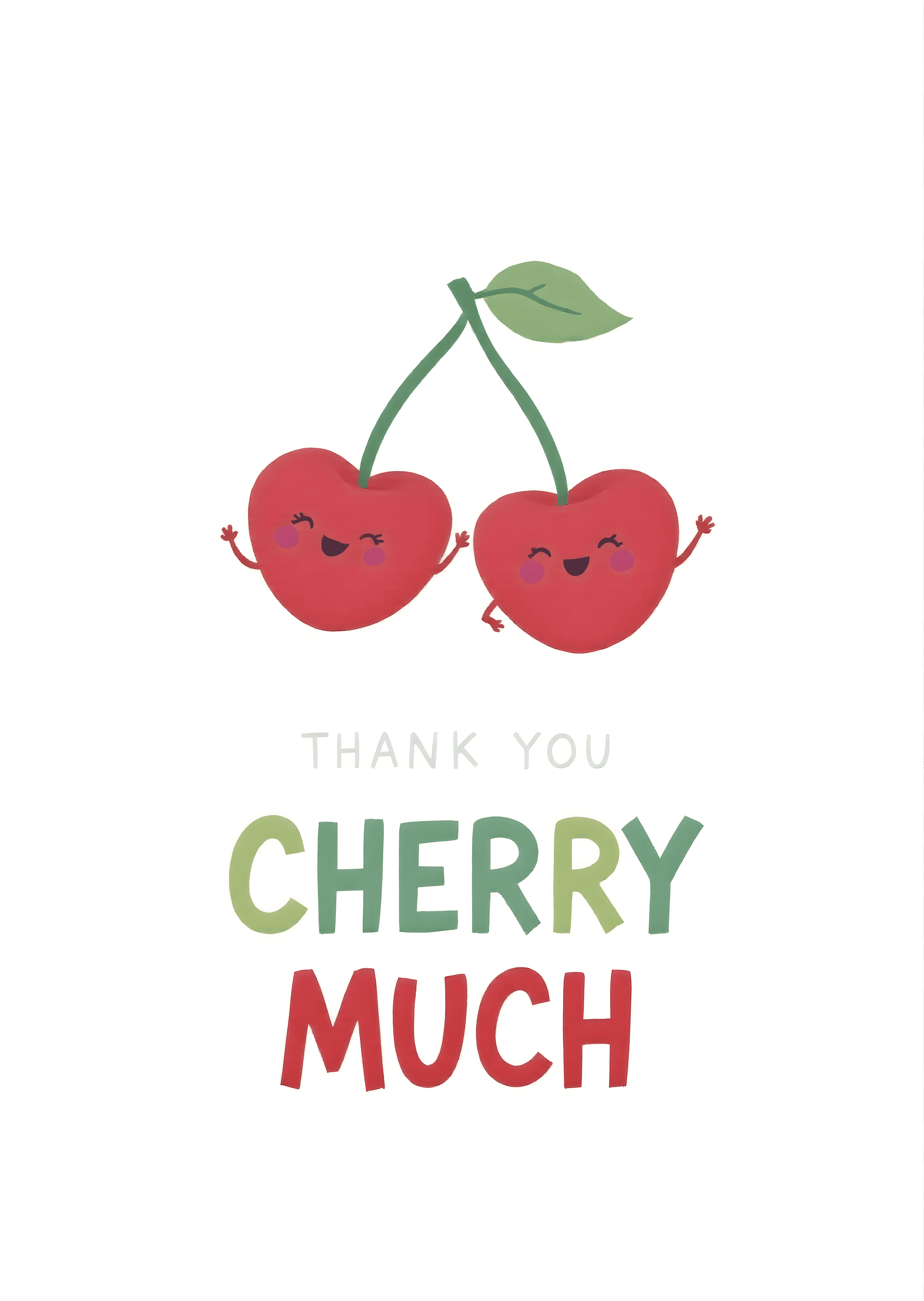 Funny Thank You Card with Cute Cherry Illustration