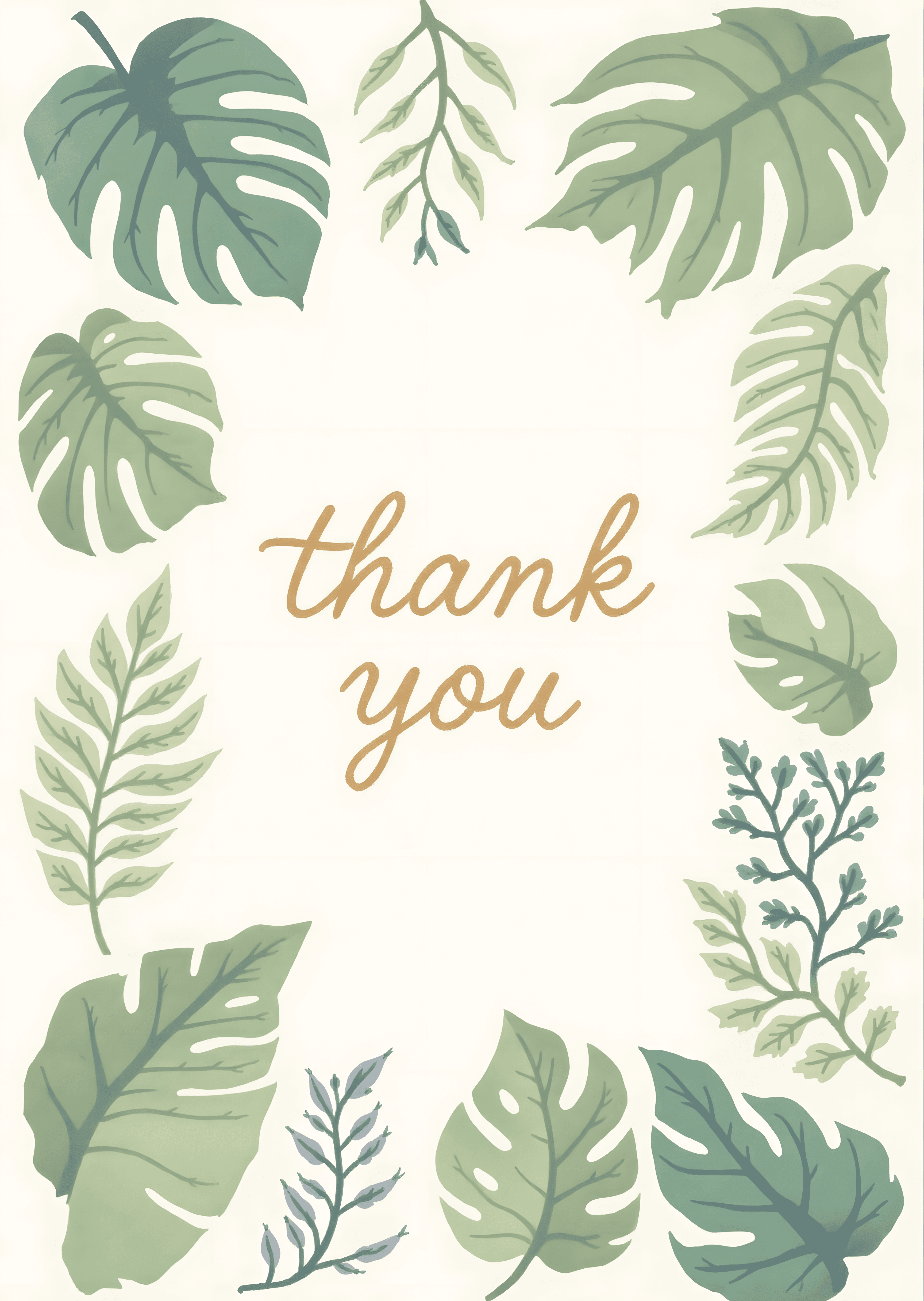 Thank You Greeting Card Botanical Modern Design