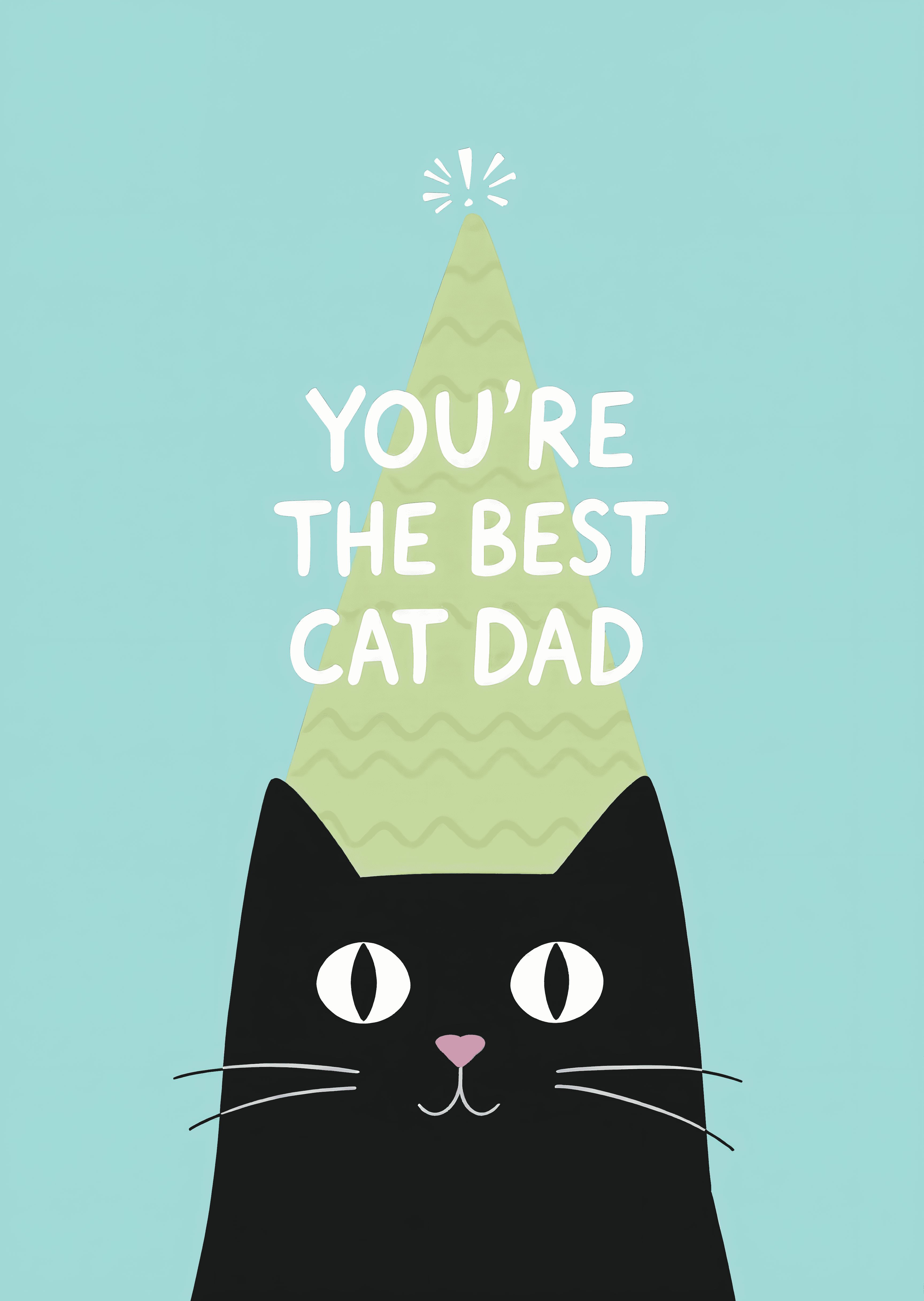 Funny Cat Dad Greeting Card Cute Black Cat Design