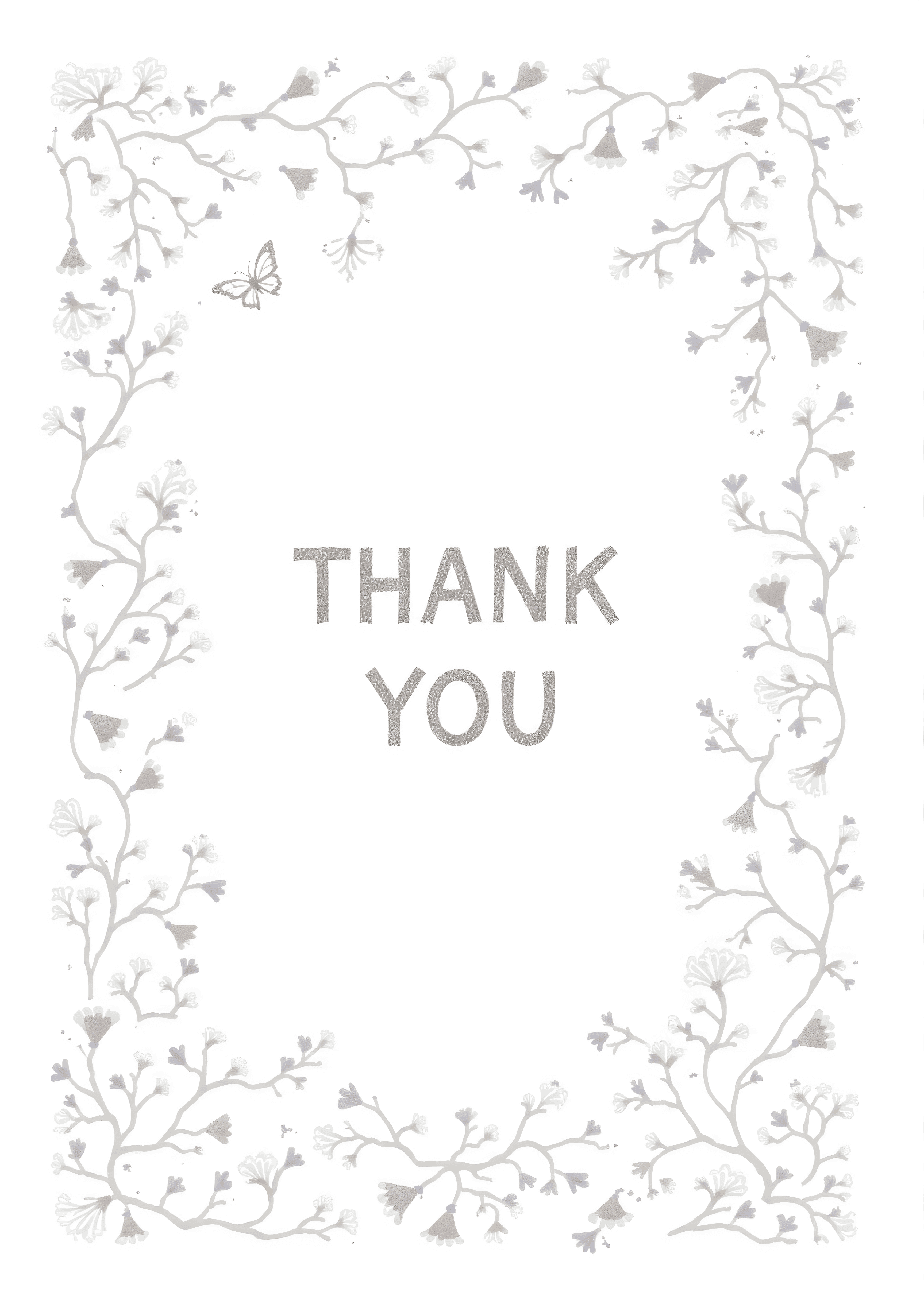 Thank You Card Minimalist Floral Design