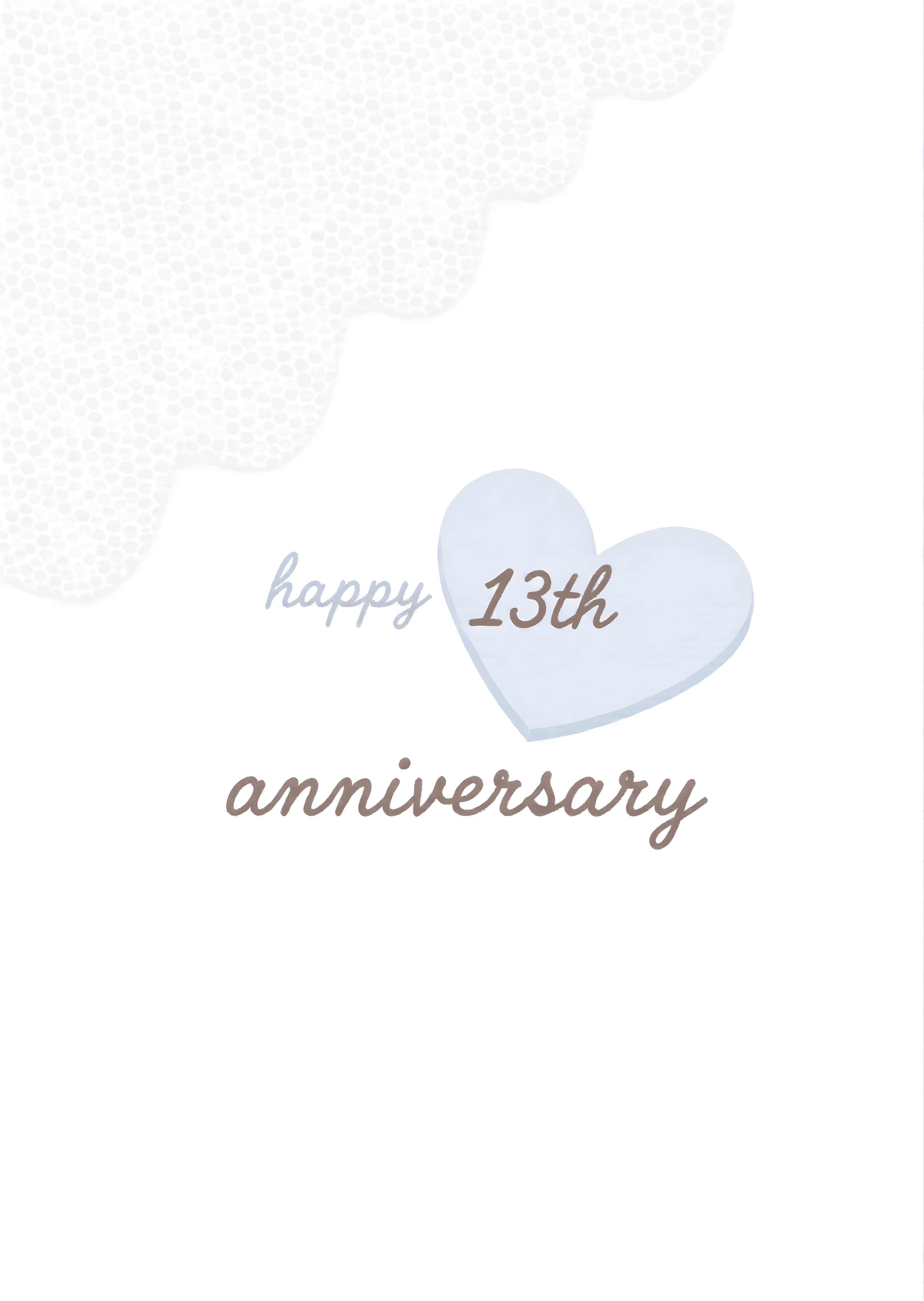 13th Anniversary Card Heart Design Modern