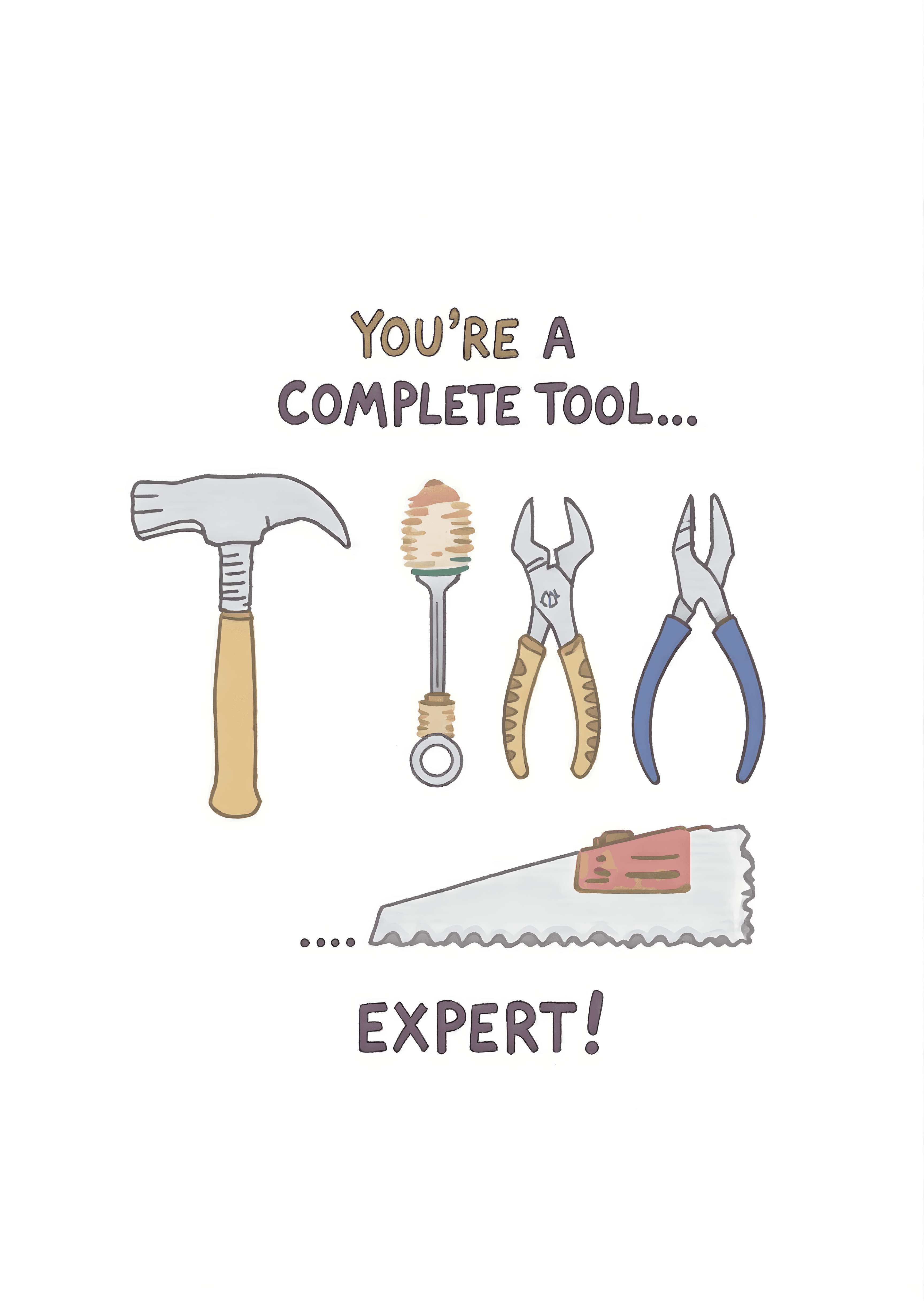 Funny Greeting Card with Illustrated Tools