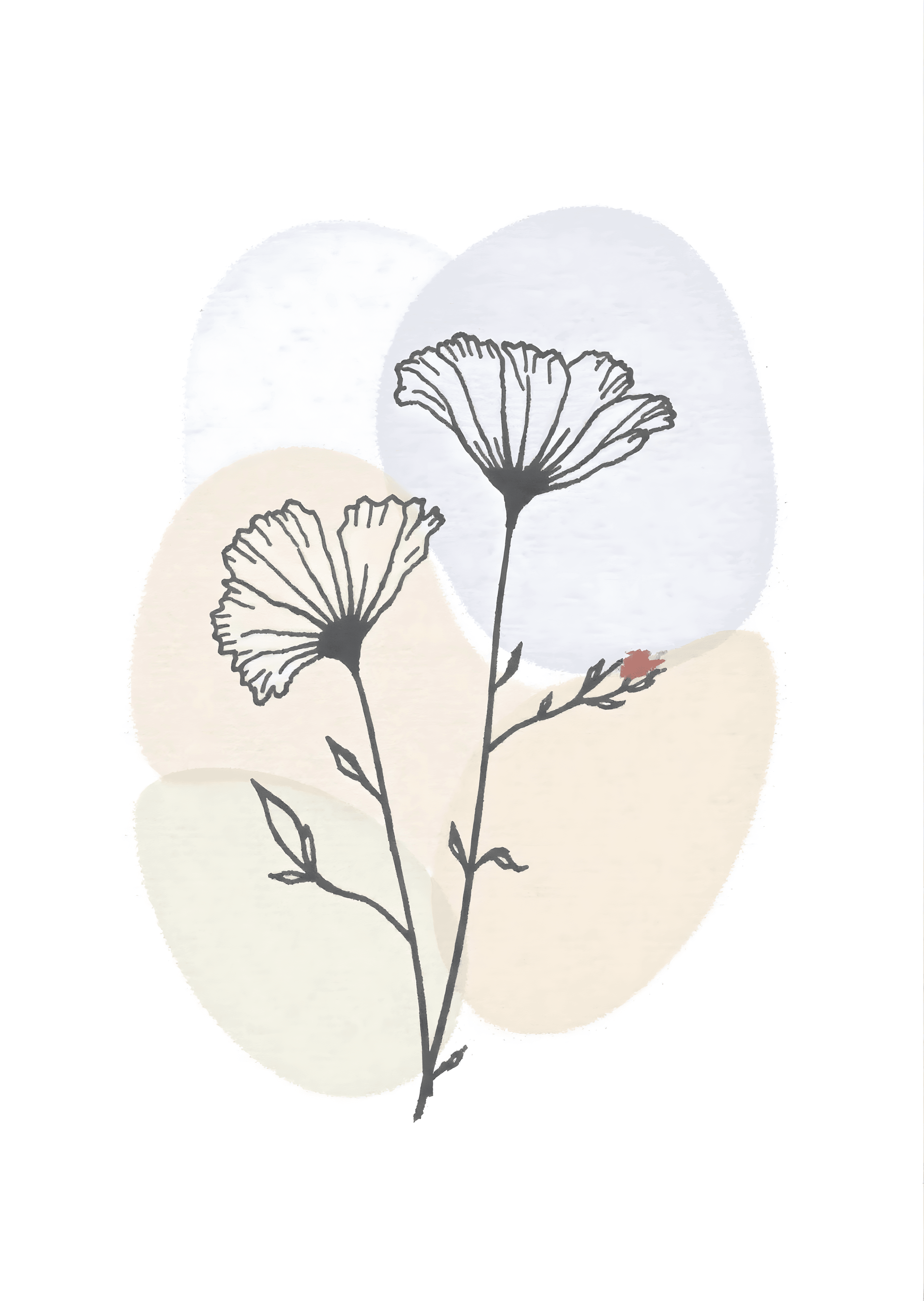 Minimalist Floral Greeting Card Pastel Watercolor Art