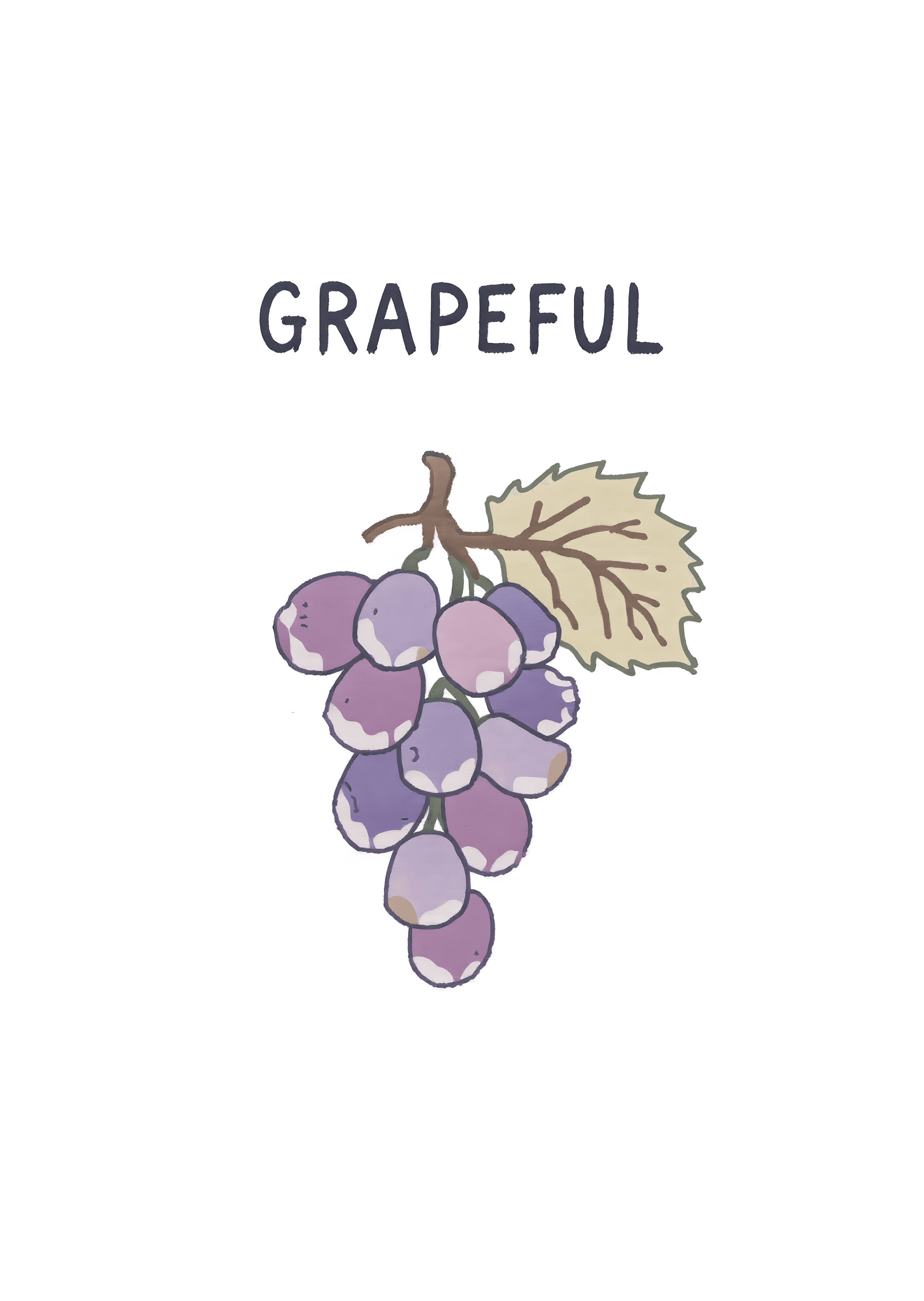 Funny Greeting Card Cute Grapes Illustration