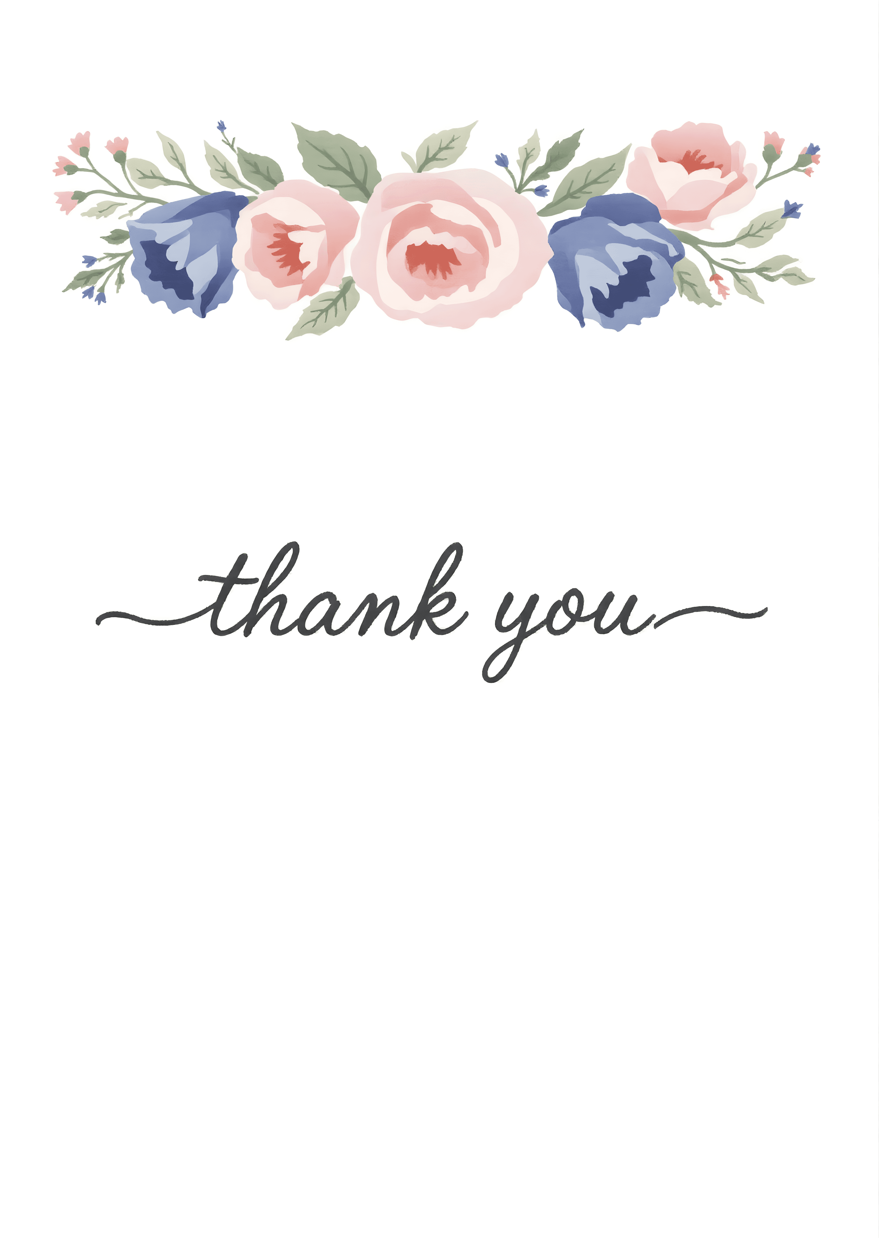 Floral Thank You Card Elegant Watercolor Design