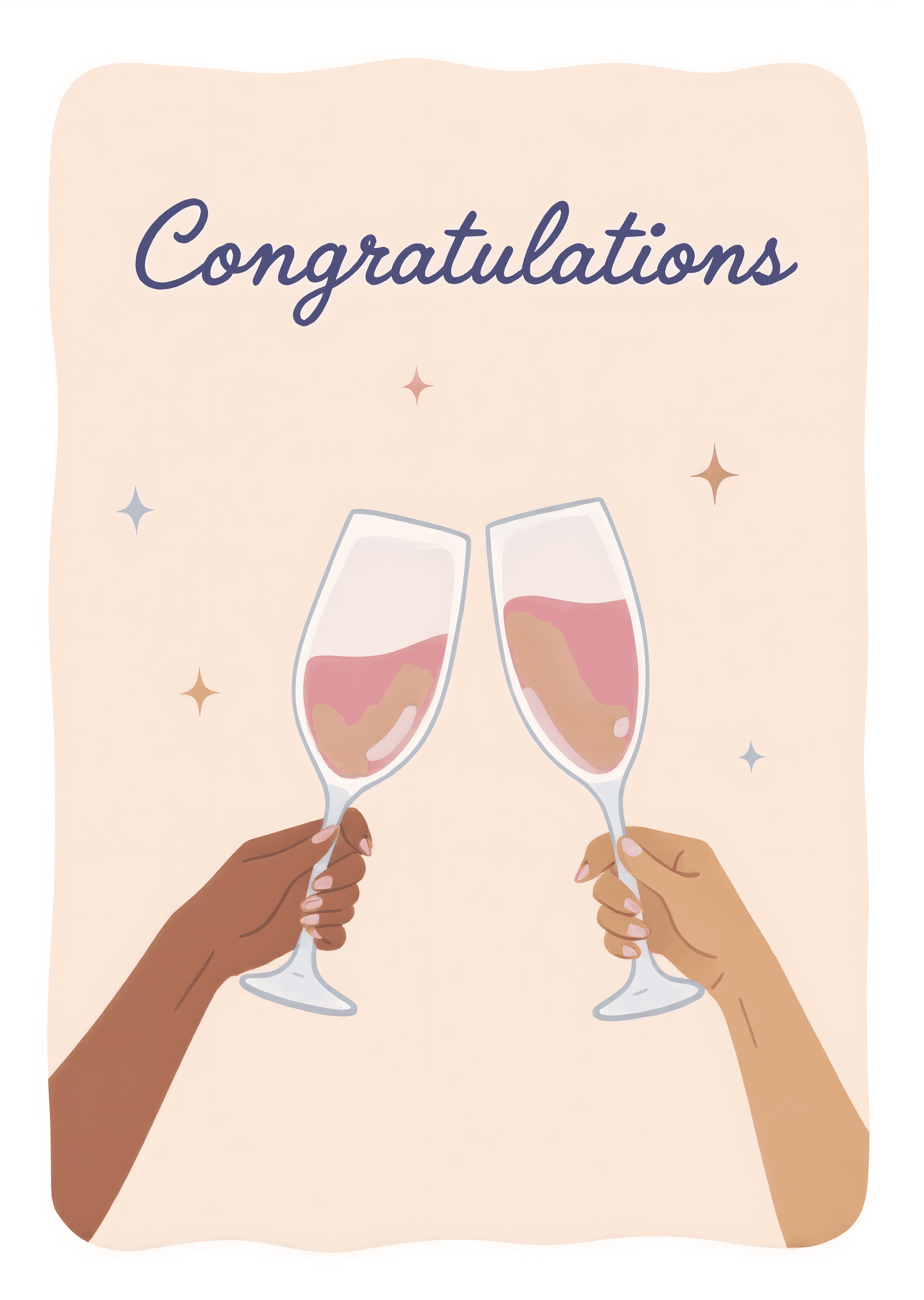 Congratulations Greeting Card Modern Wine Glass Cheers