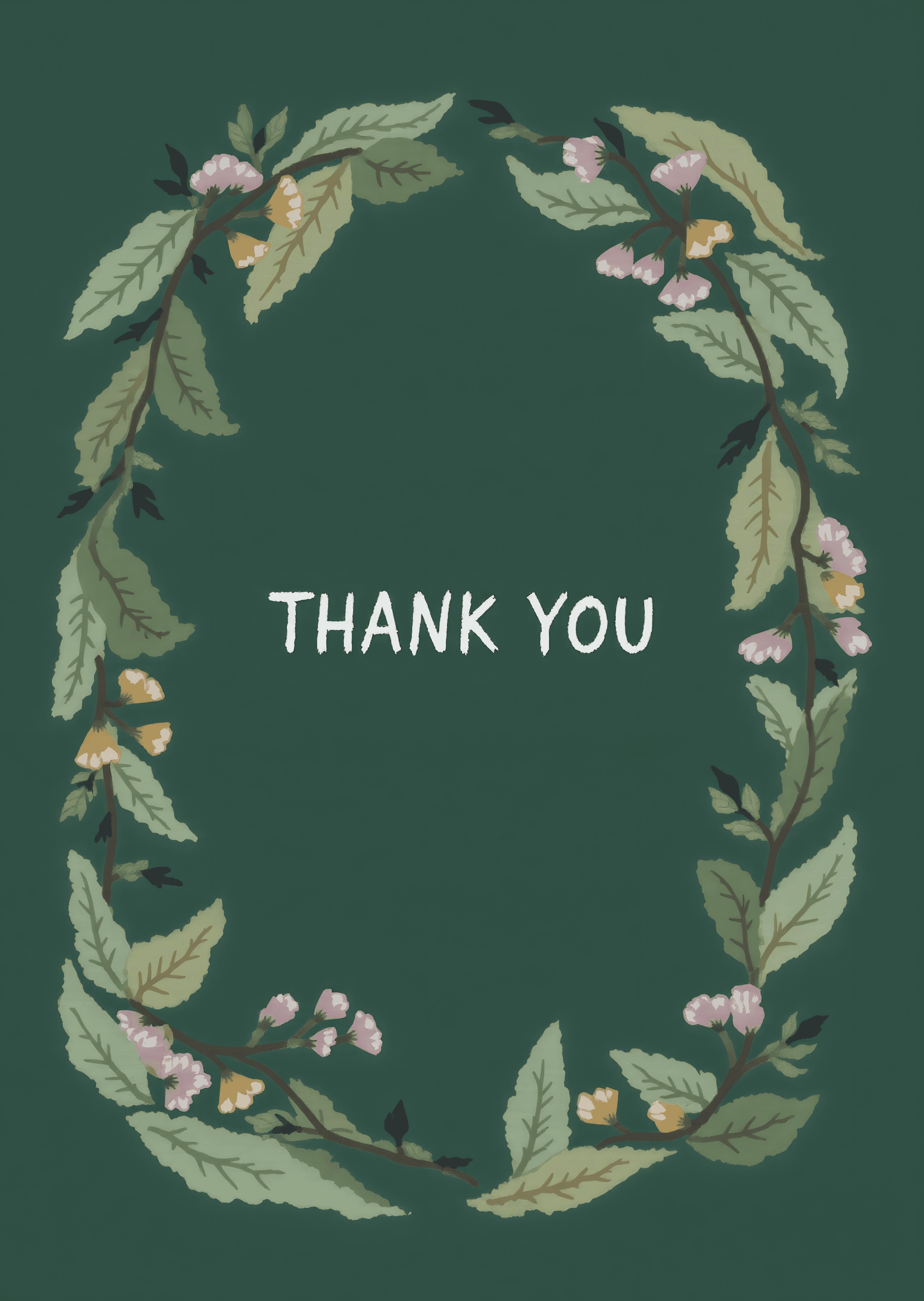 Floral Green Thank You Card