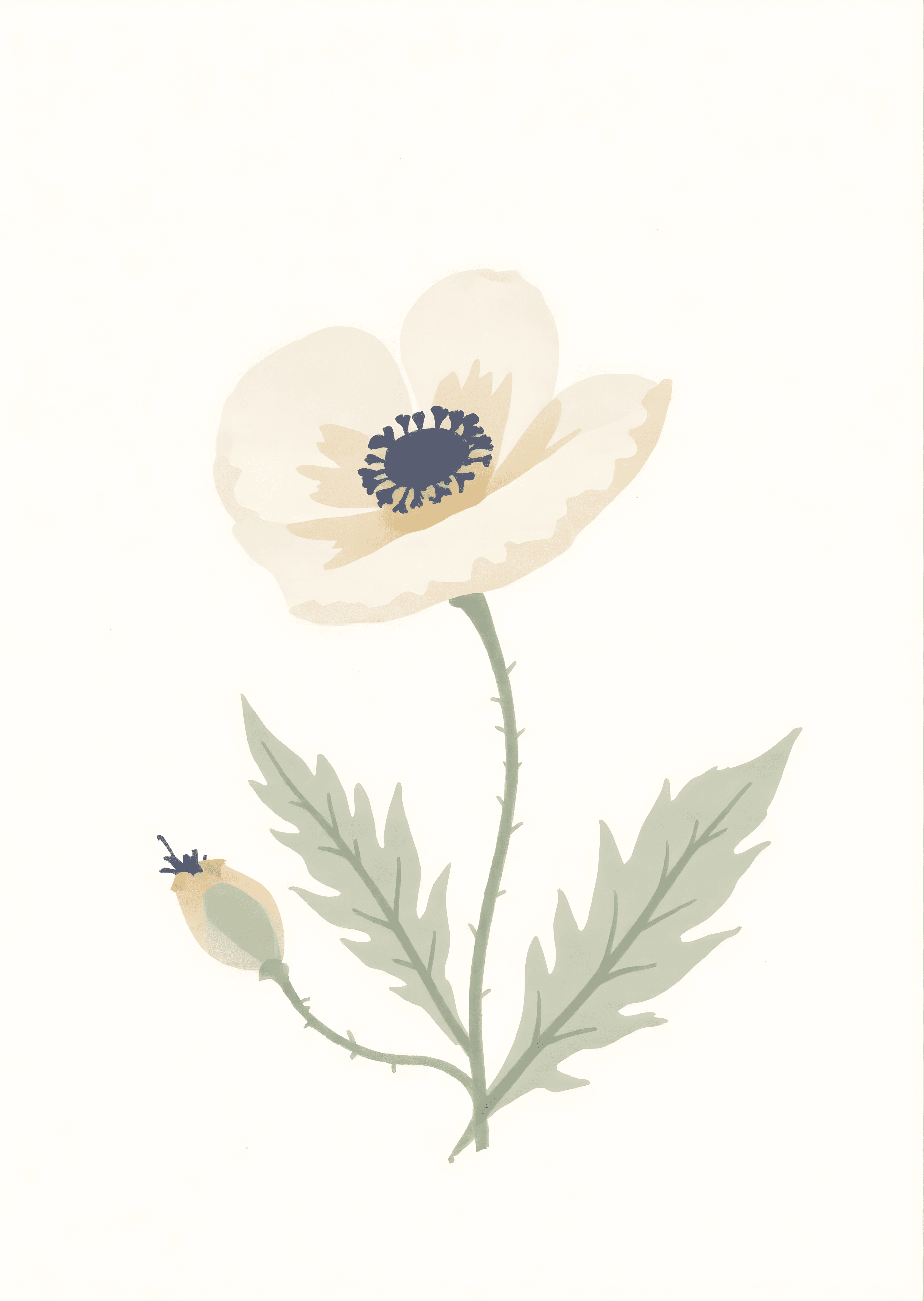 Floral Greeting Card with Elegant Watercolor Poppy Design